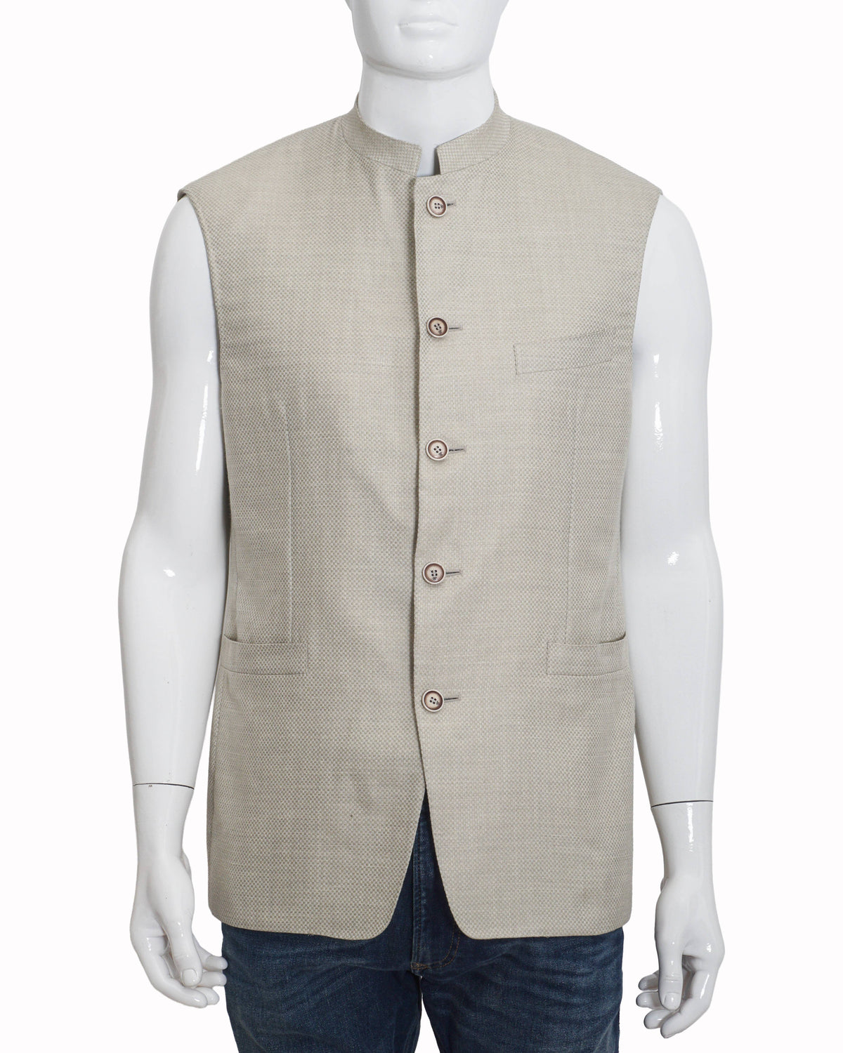 Canali Ivory Textured Summer Bundi Jacket