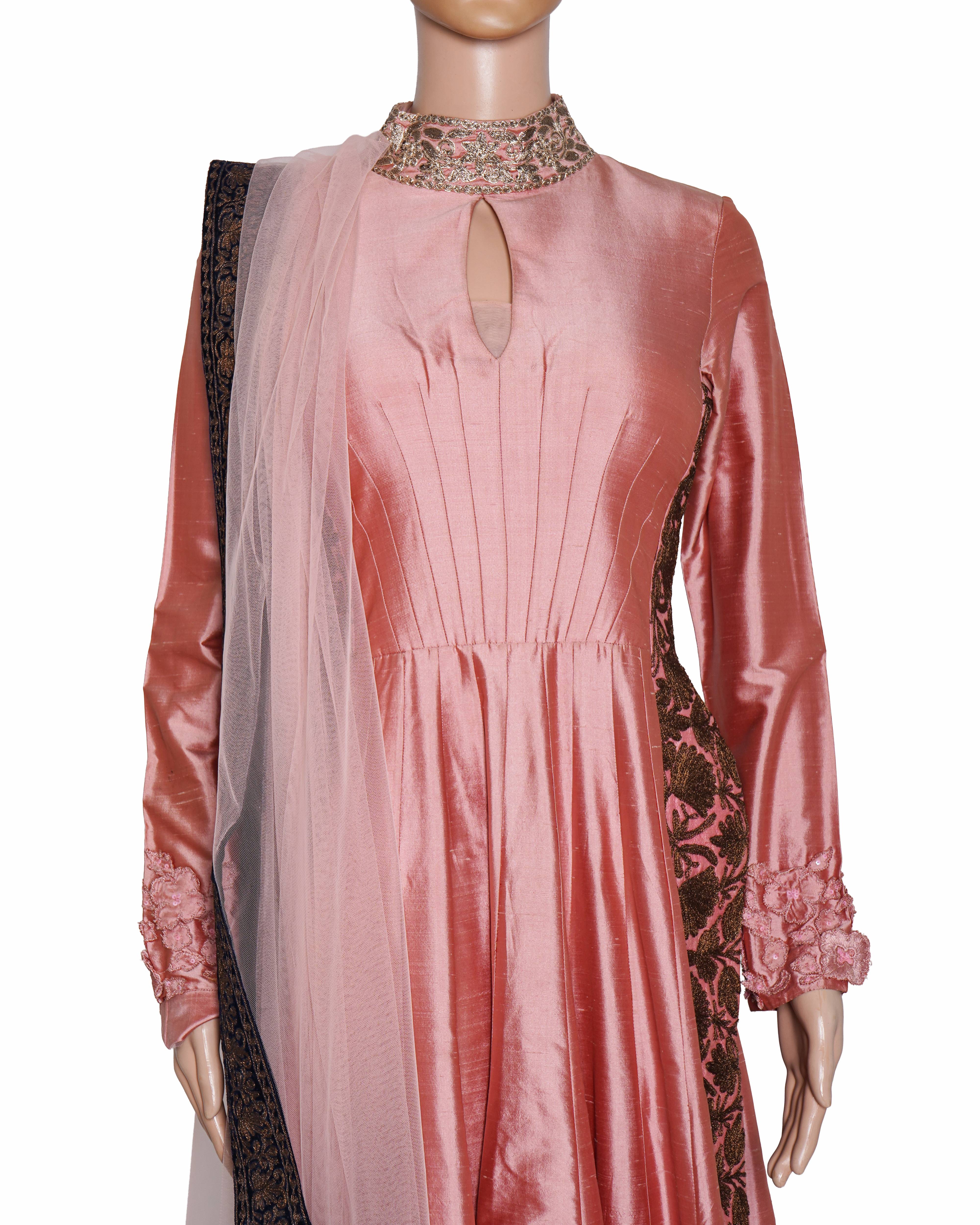 Manish Malhotra Pink And Blue Long Kurta With Dupatta