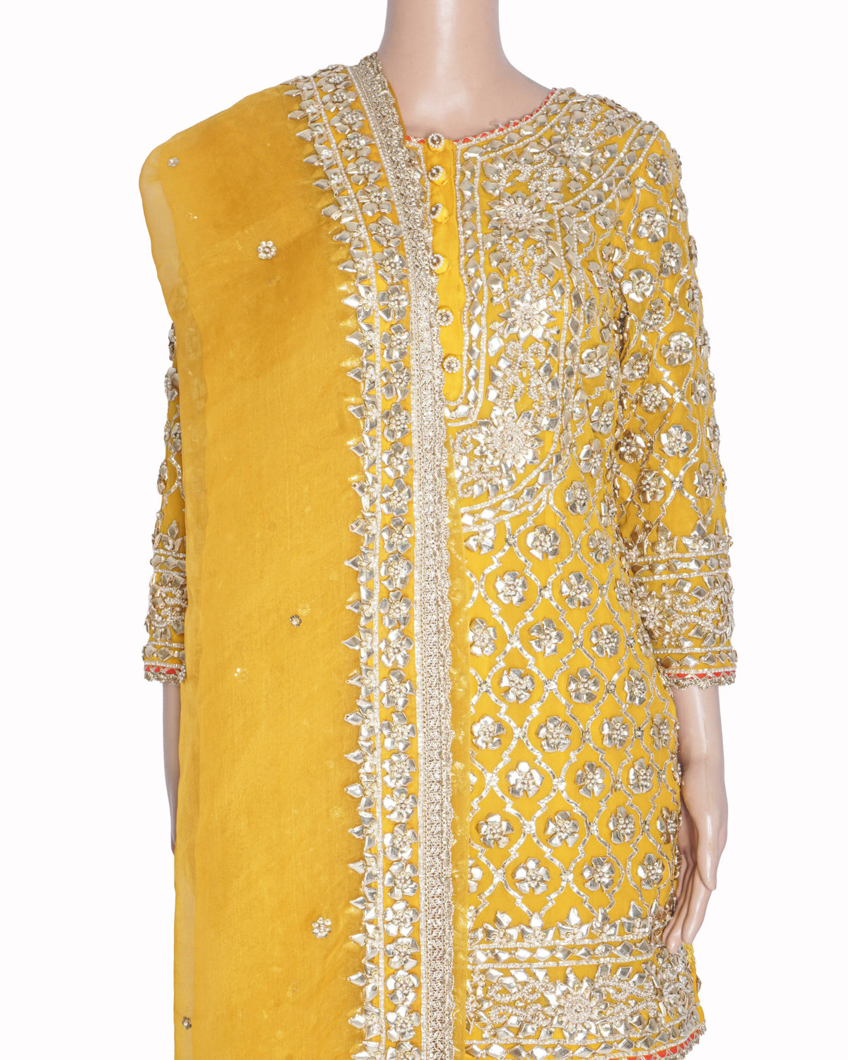 Preeti S Kapoor Yellow Gota Patti Embroidered Kurta and Sharara Suit Set