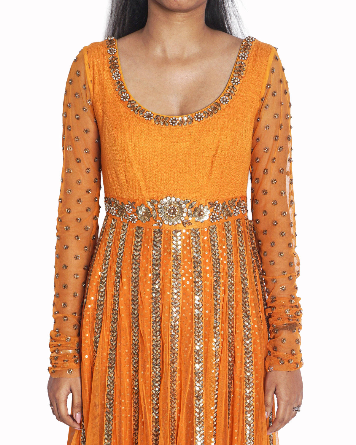 Sabyasachi Marigold Orange & Gold Embellished Anarkali Set
