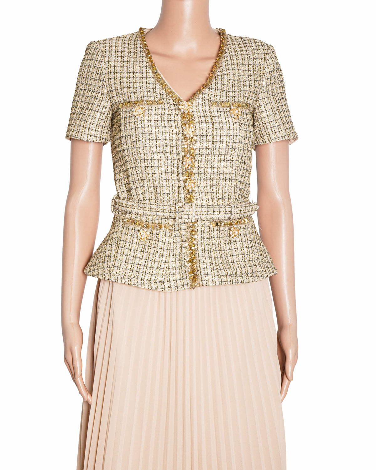 Self-Portrait Plissé Bouclé Midi Dress