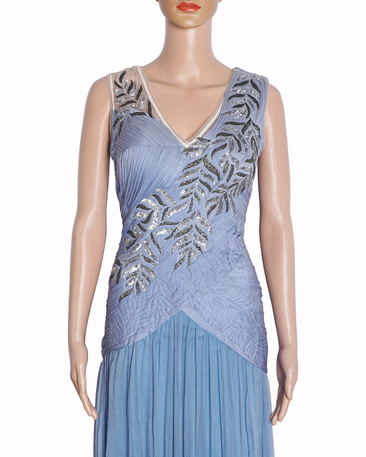 Geisha Designs Powder Blue Embellished Chiffon Gown