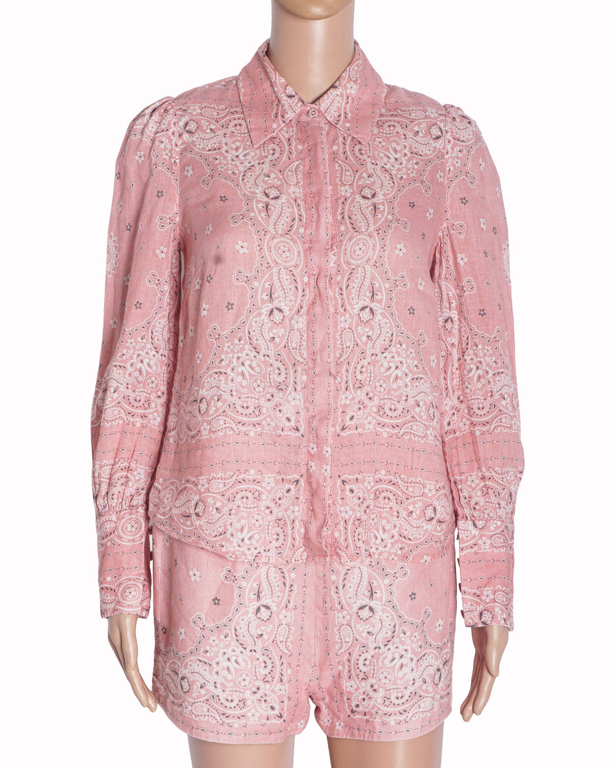 Zimmermann Pink Heathers Bandana Printed Linen Shirt & Short Set