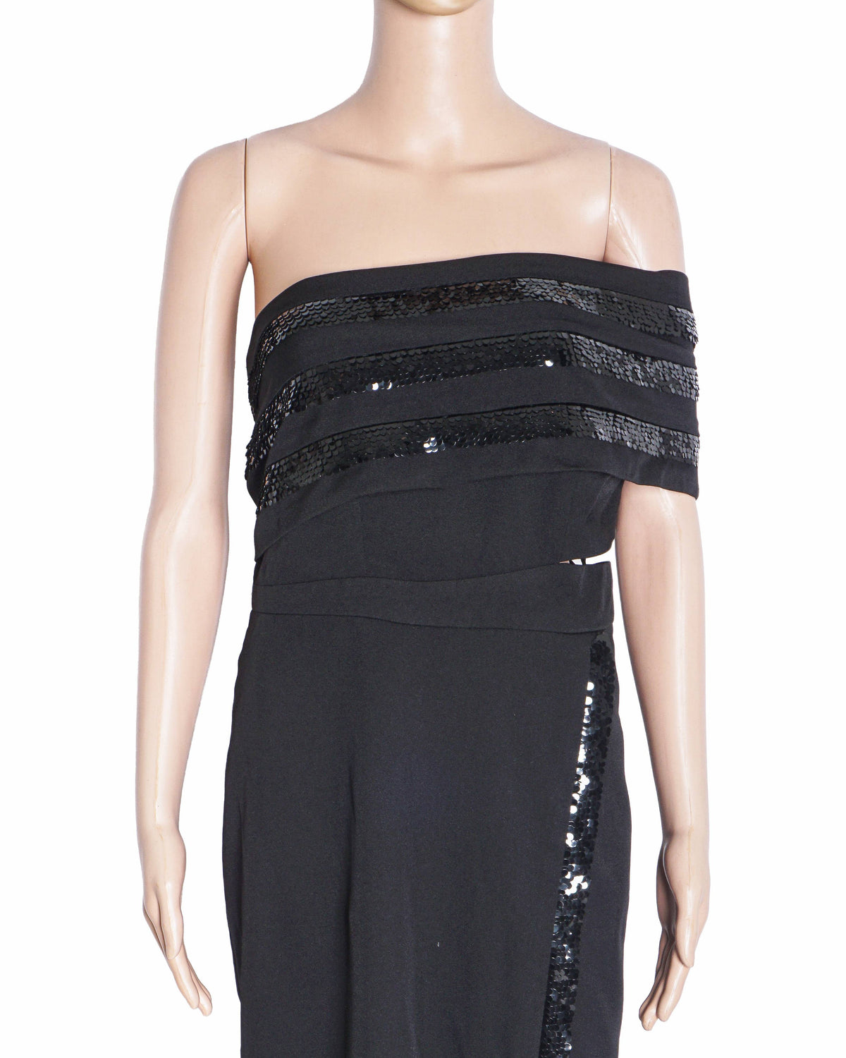 Kangana Trehan Black Crepe Sequin One-Shoulder Dress
