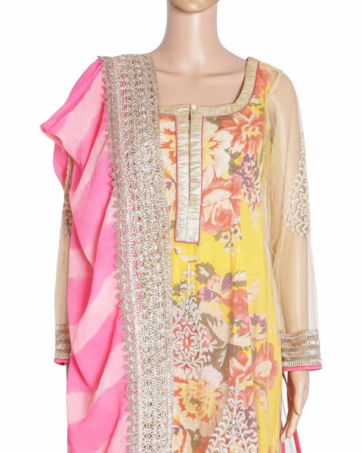 Anushree Reddy Yellow Floral Embroidered Kurta Set