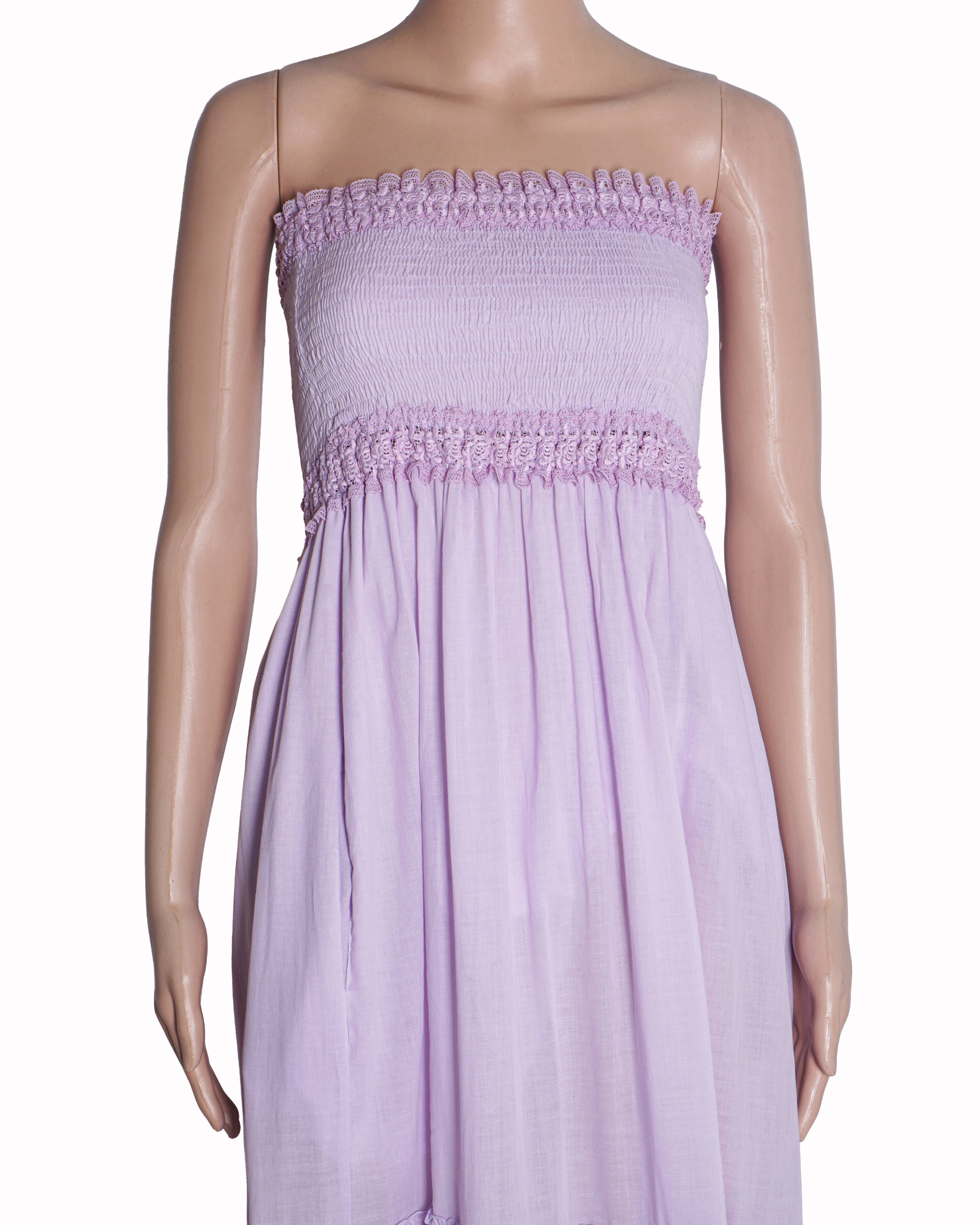 Charo Ruiz Ibiza Lavender Cotton Smocked Strapless Maxi Dress