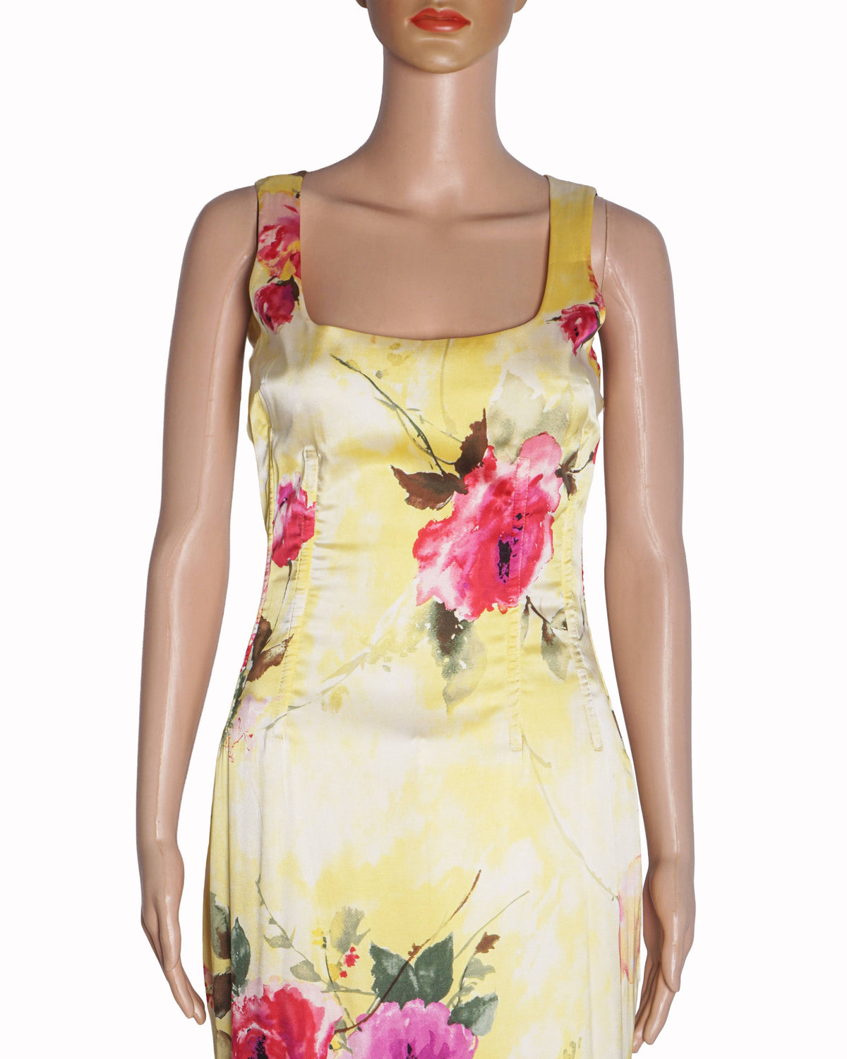 Dolce & Gabbana Yellow Floral Silk Maxi Dress