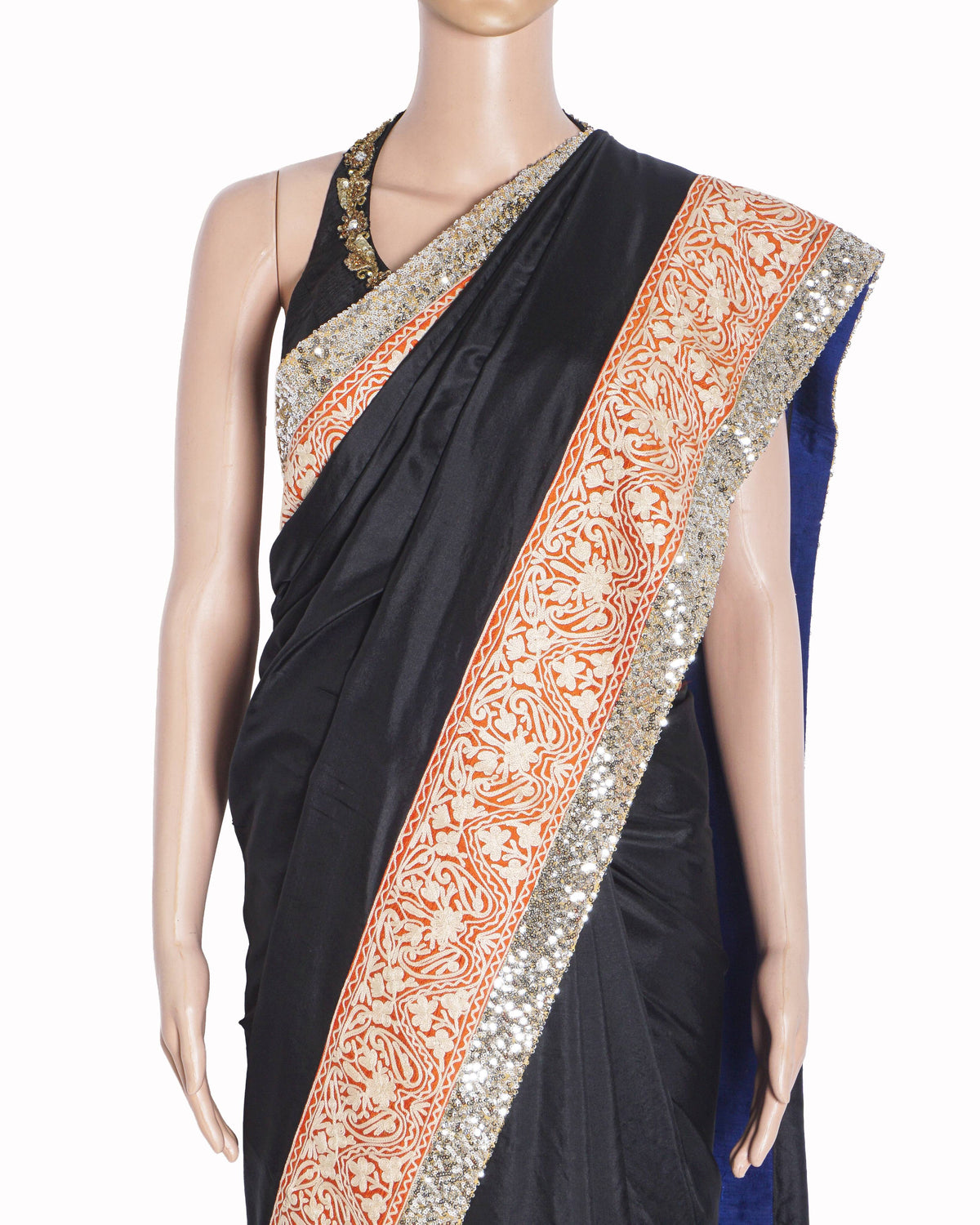 Manish Malhotra Black Silk Saree with Sequin Border