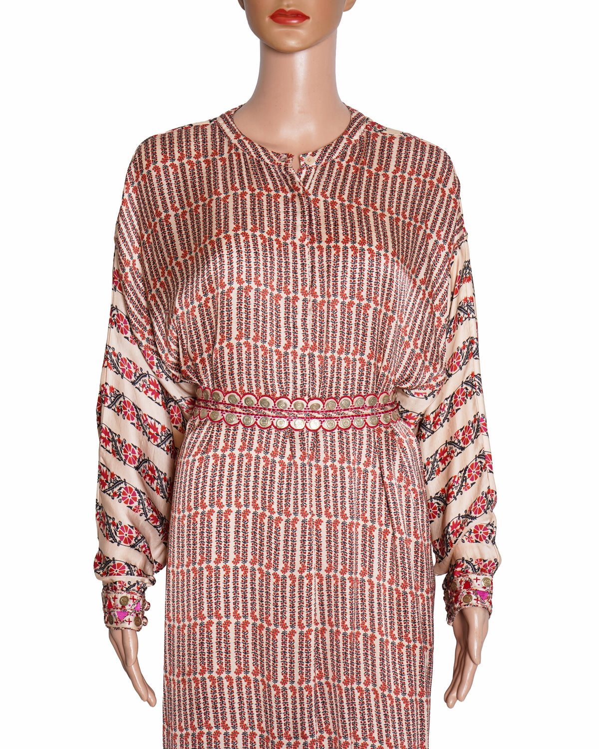 Punit Balana Peach Pink Satin Silk Printed Dress