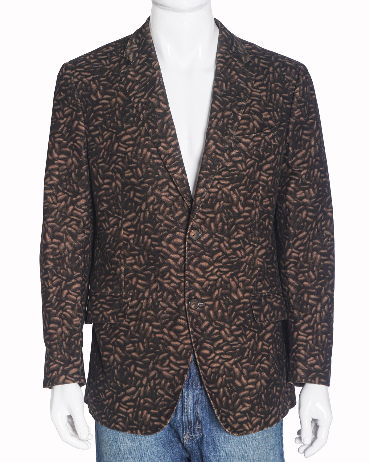 Etro Printed Brown Wool Blend Single-Breasted Blazer Coat