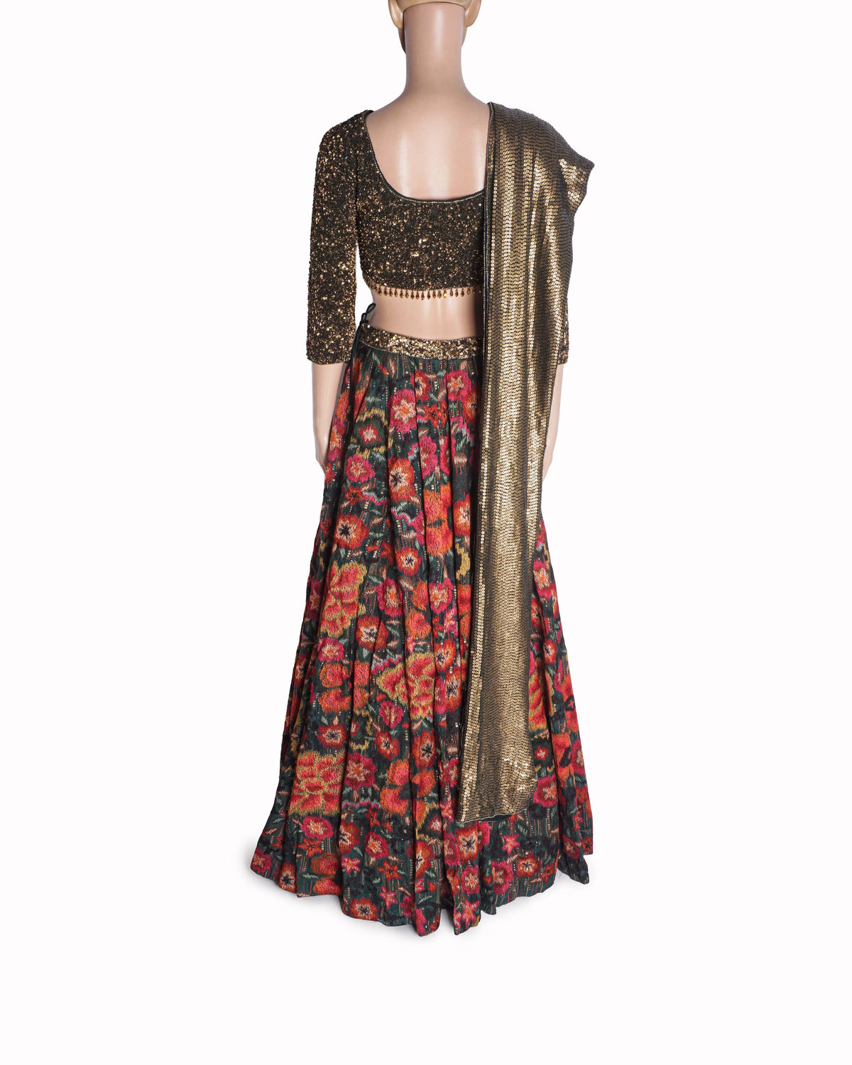 Nakul Sen Green Floral Thread Embroidered Lehenga Set