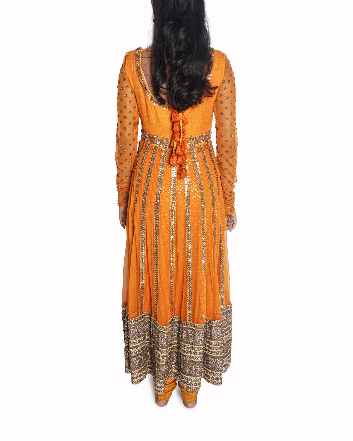 Sabyasachi Marigold Orange & Gold Embellished Anarkali Set