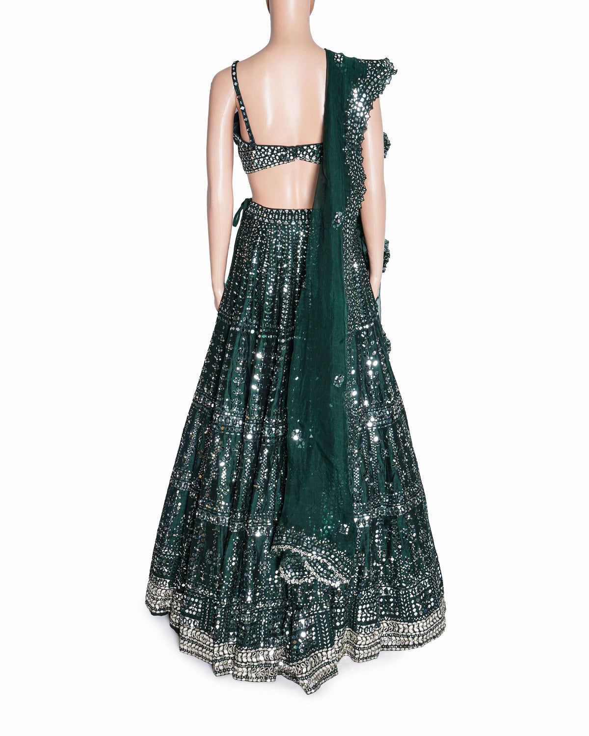 Seema Gujral Emerald Green Heavily Embellished Lehenga Set