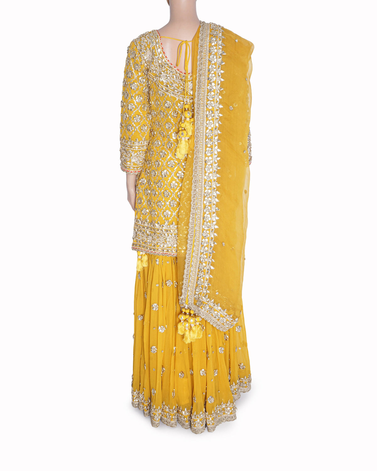 Preeti S Kapoor Yellow Gota Patti Embroidered Kurta and Sharara Suit Set