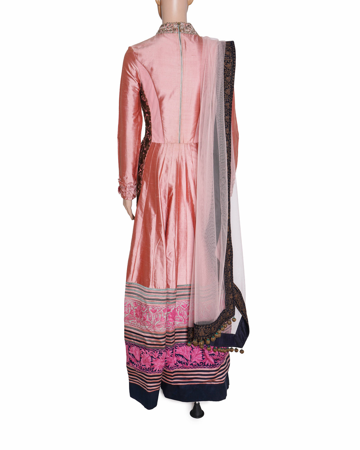 Manish Malhotra Pink And Blue Long Kurta With Dupatta