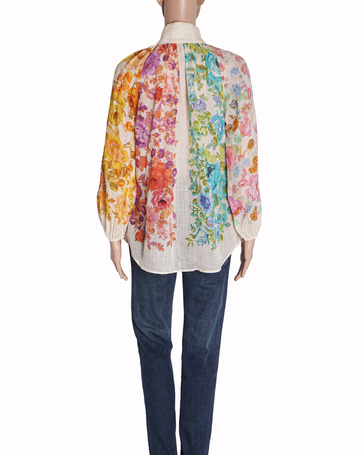 Zimmermann Raie Floral-Print Ramie Billow Blouse