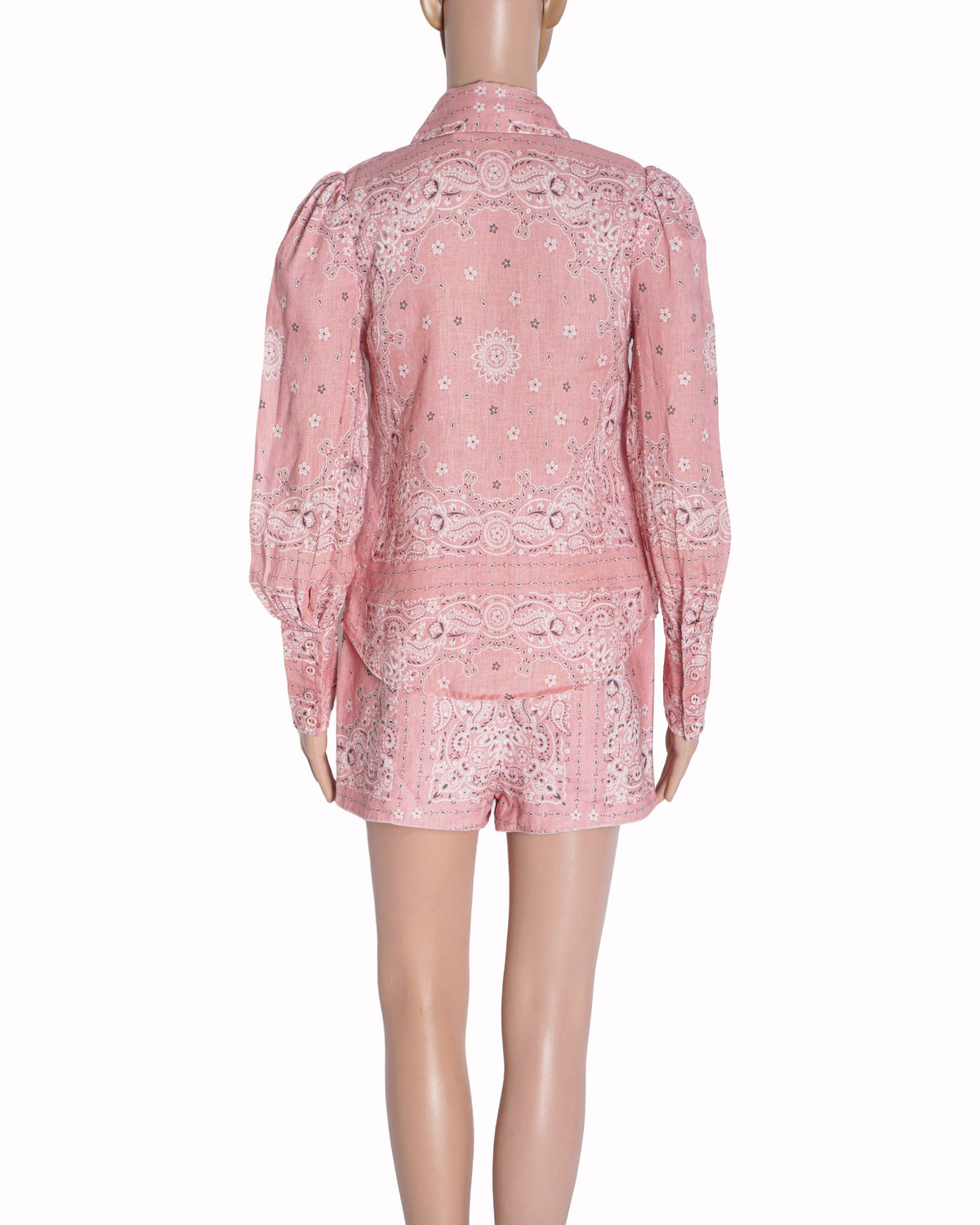 Zimmermann Pink Heathers Bandana Printed Linen Shirt & Short Set