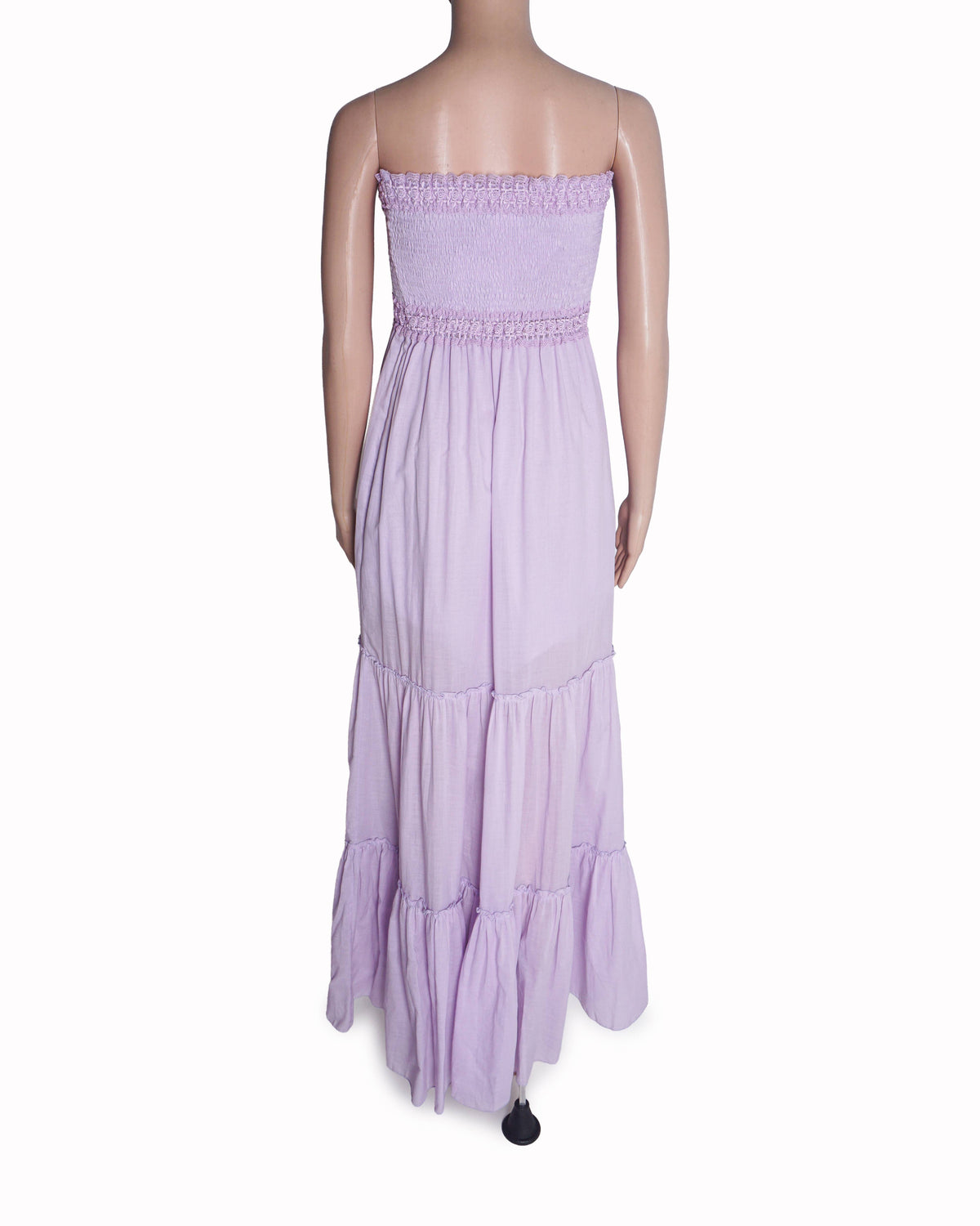 Charo Ruiz Ibiza Lavender Cotton Smocked Strapless Maxi Dress
