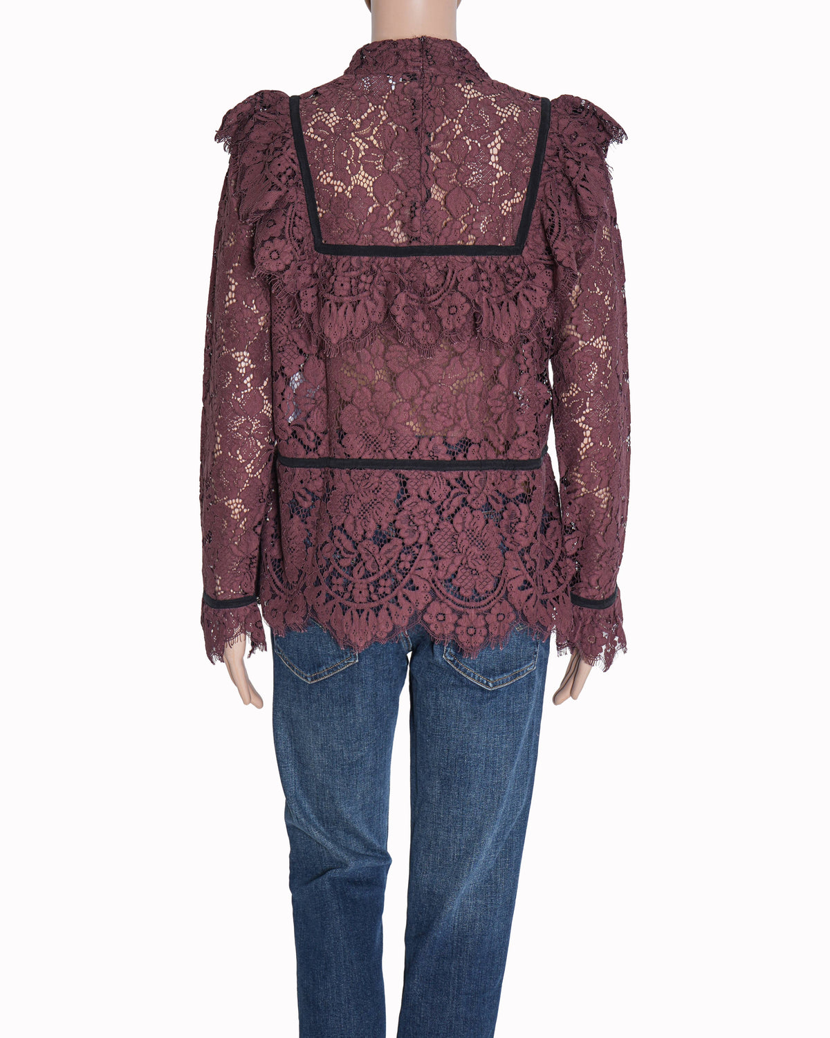 Ganni Floral Lace Ruffle Blouse