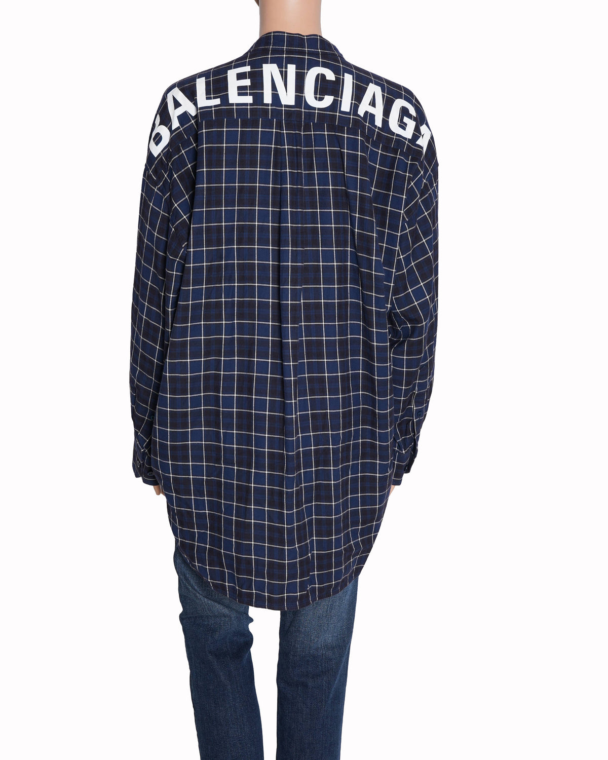 Balenciaga oversized shirt in blue checkered stripes