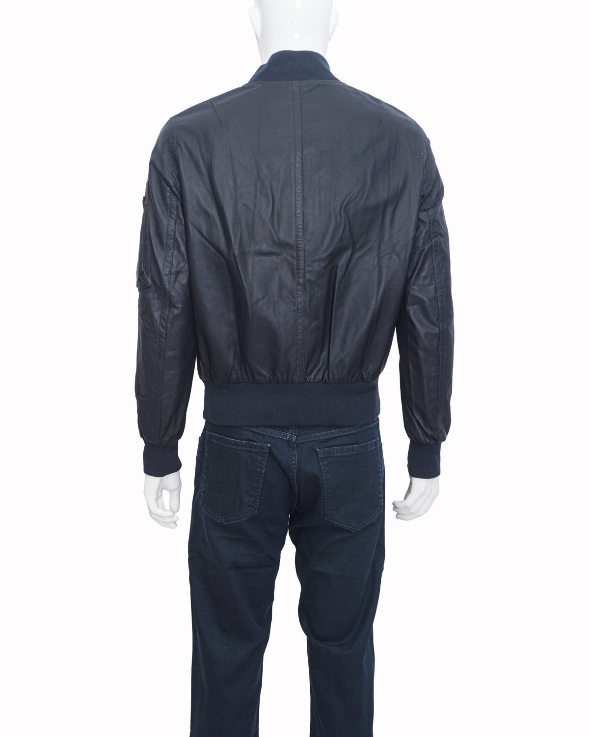 Burberry Men's Black Leather Pilot Bomber Jacket