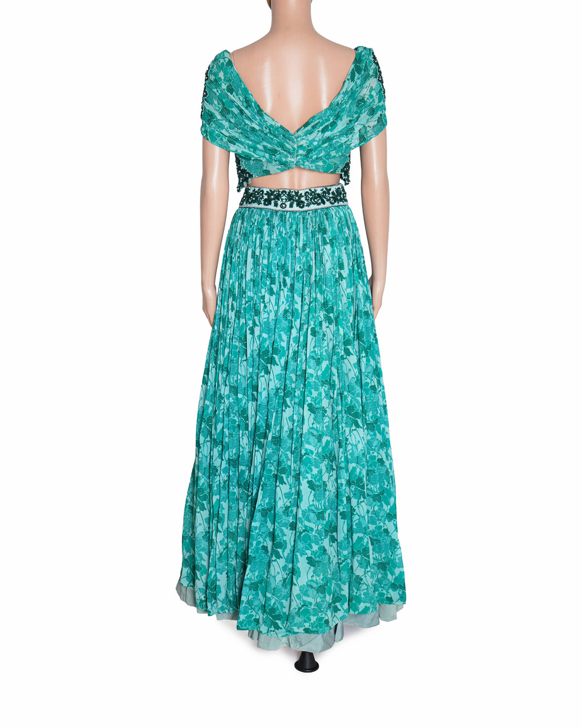 Adi By Aditya Khandelwal Aqua Green Printed Lehenga Set