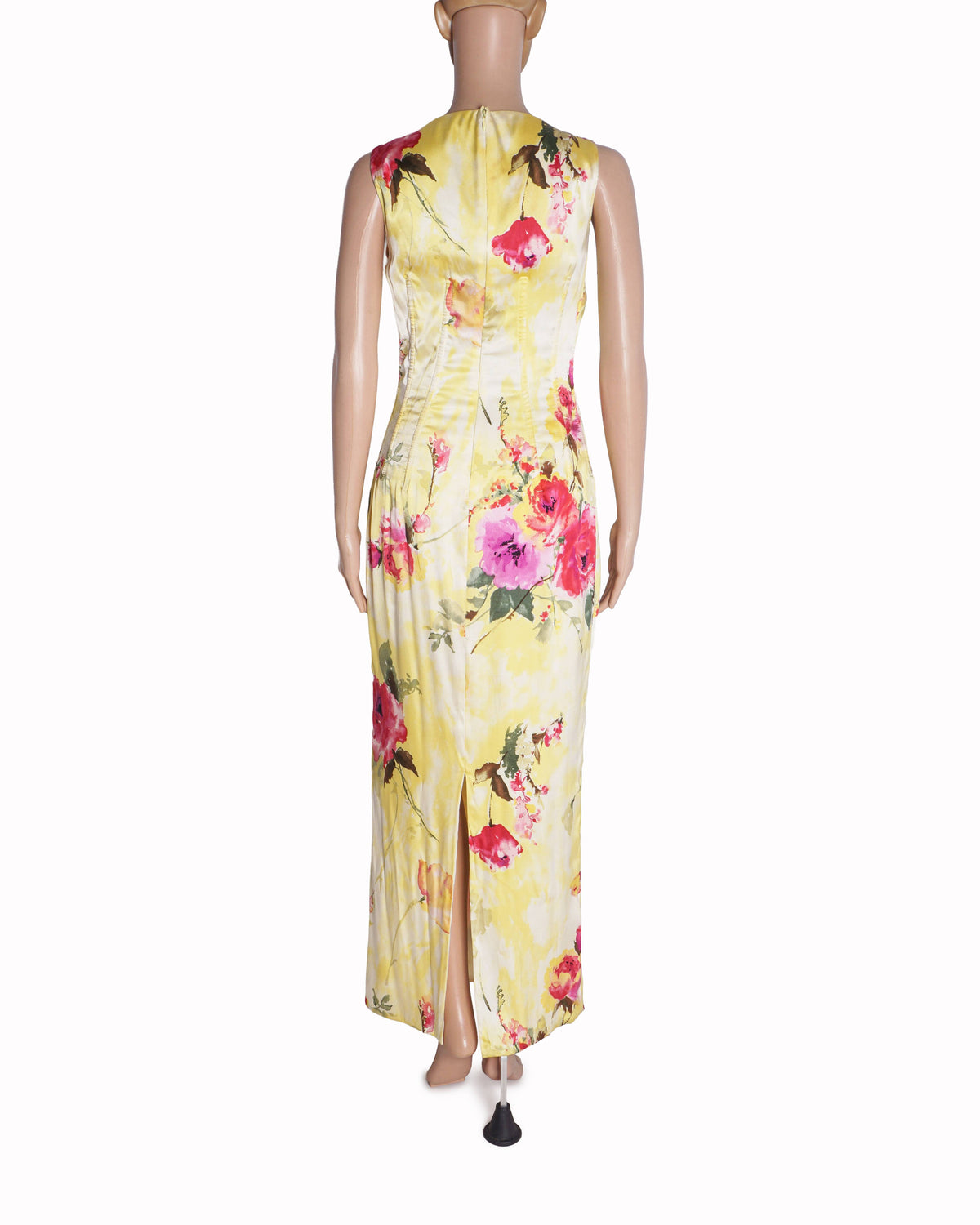 Dolce & Gabbana Yellow Floral Silk Maxi Dress
