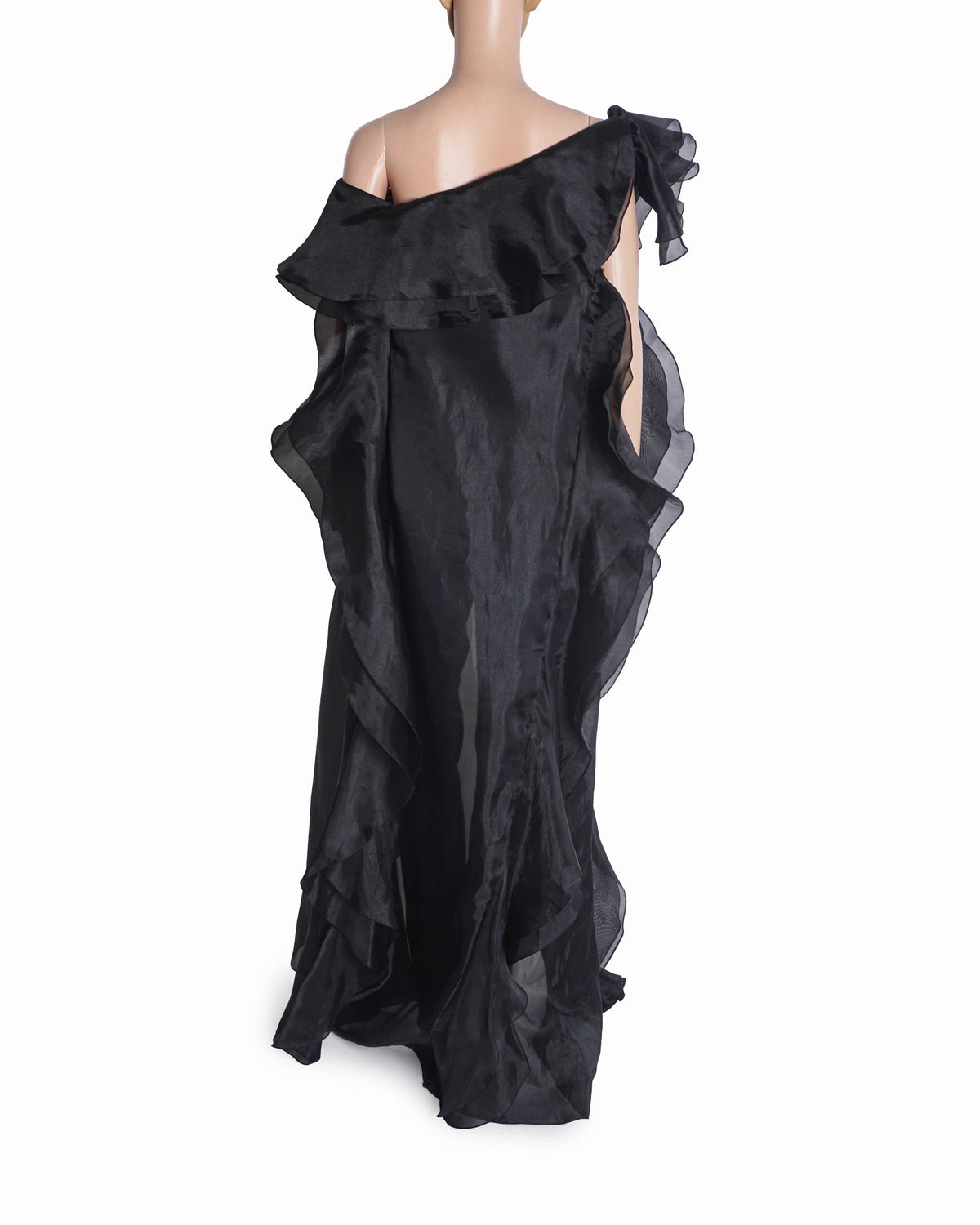 Gauri & Nainika Black Ruffle High-Low Organza Top
