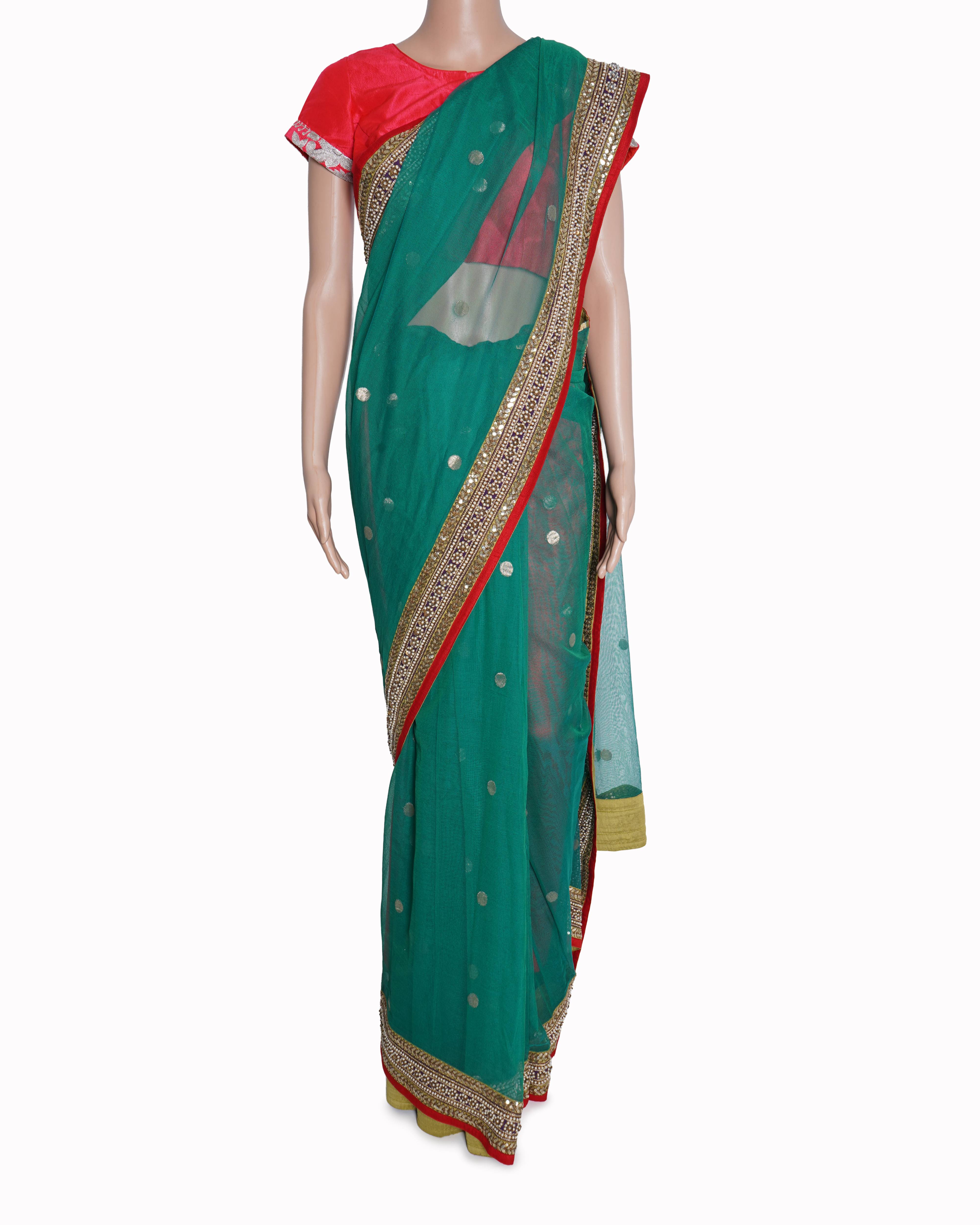 Sabyasachi emerald green embellished saree