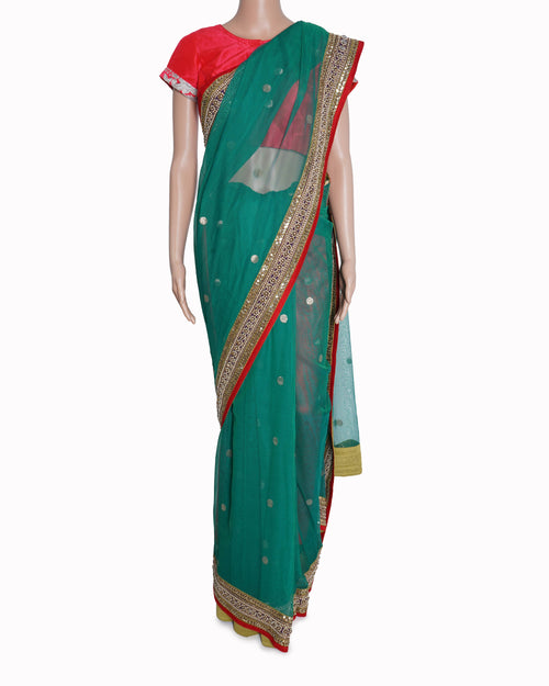 Sabyasachi emerald green embellished saree
