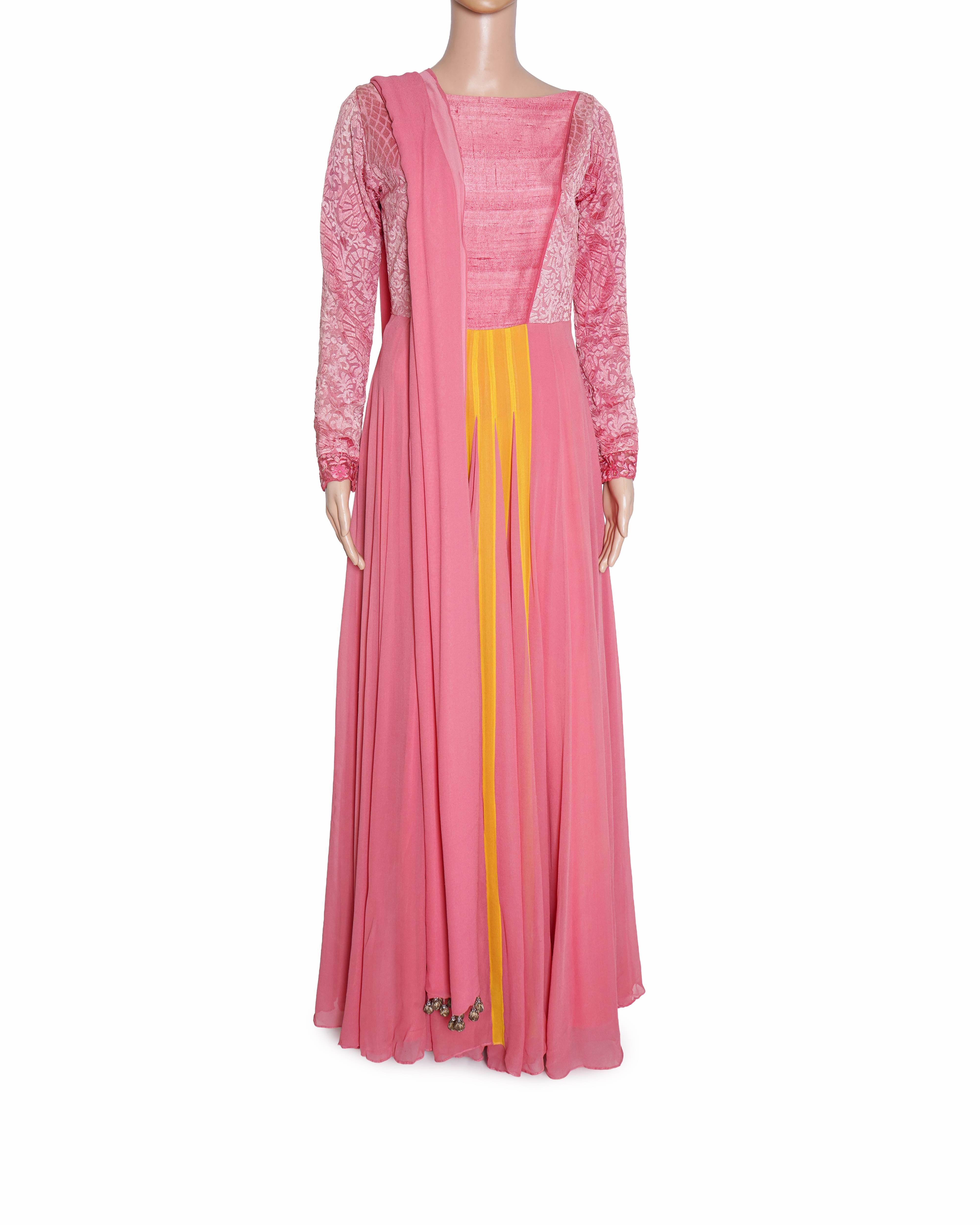 Manish Malhotra Pink and Yellow Anarkali Set