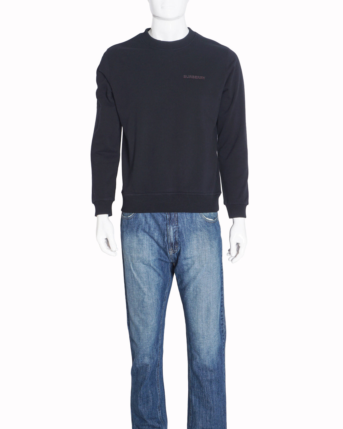 Burberry Black Logo Embroidered Cotton Sweatshirt