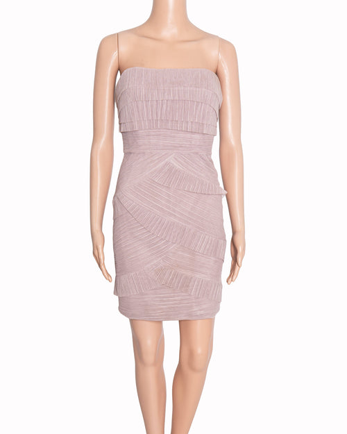 BCBG Max Azria Strapless Pleated Dress In Dusty Pink
