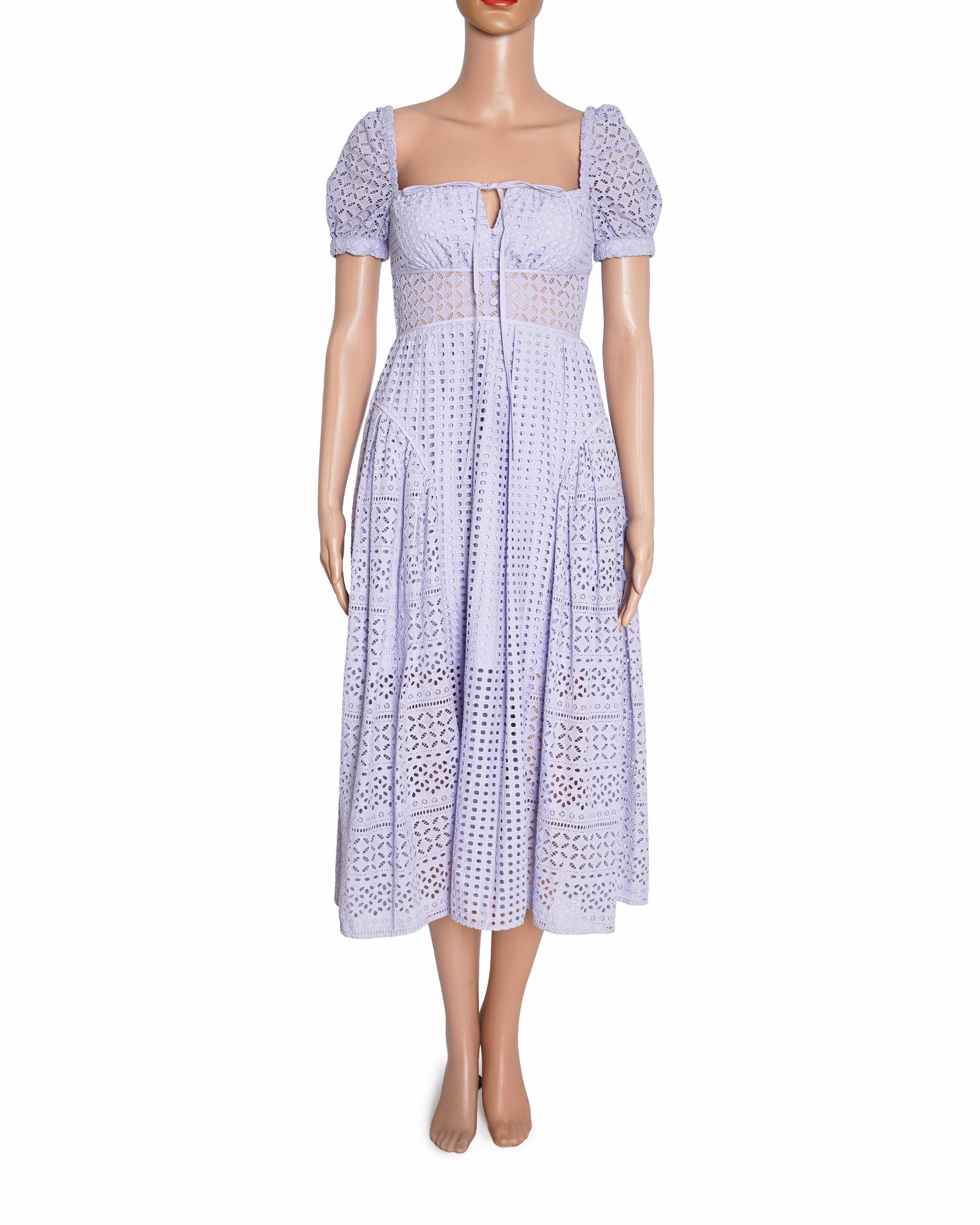 Self Portrait Puff Sleeve Dress In Lilac