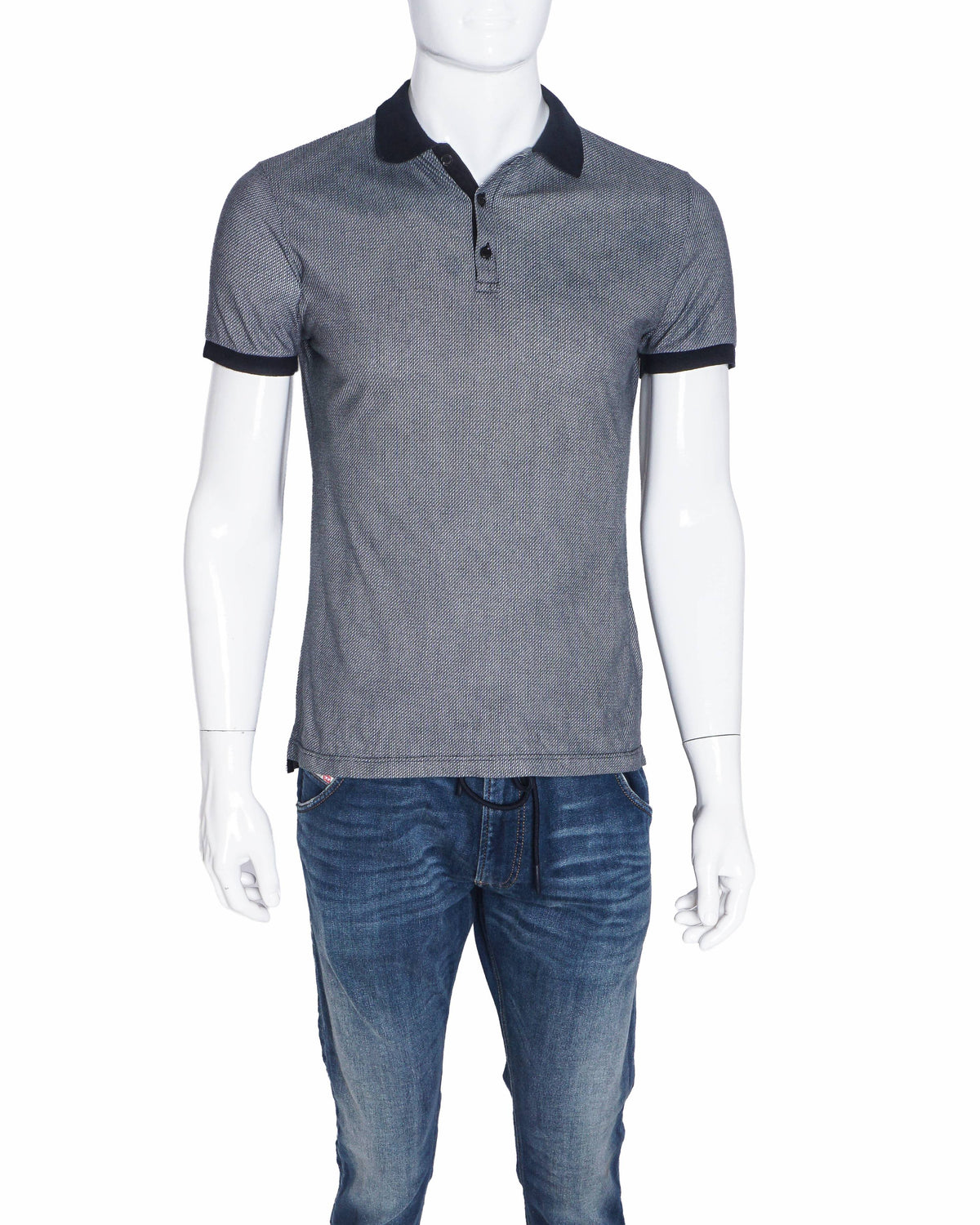 Fendi Men's Mincro Monogram Polo T-shirt In Black & White