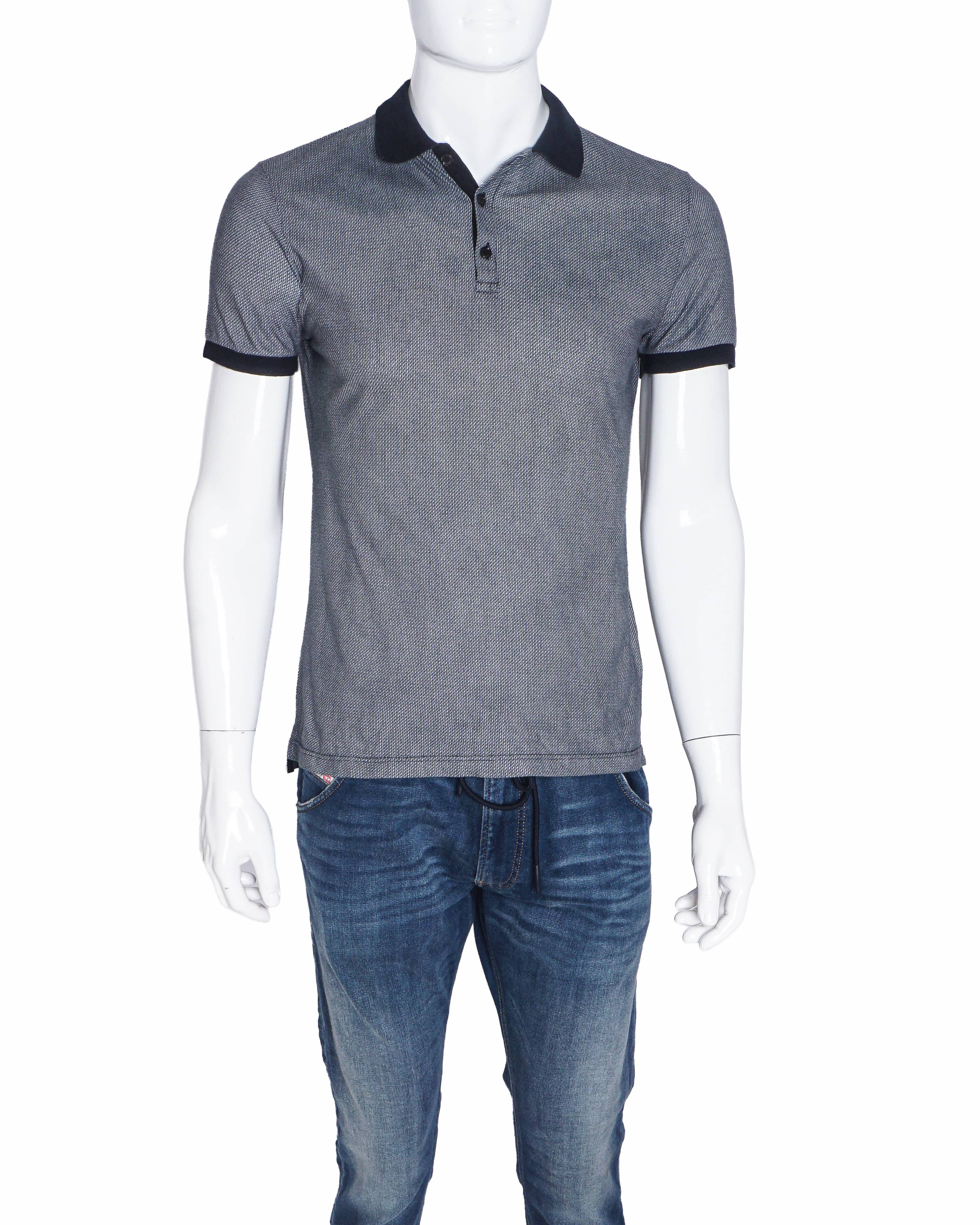 Fendi Men's Mincro Monogram Polo T-shirt In Black & White