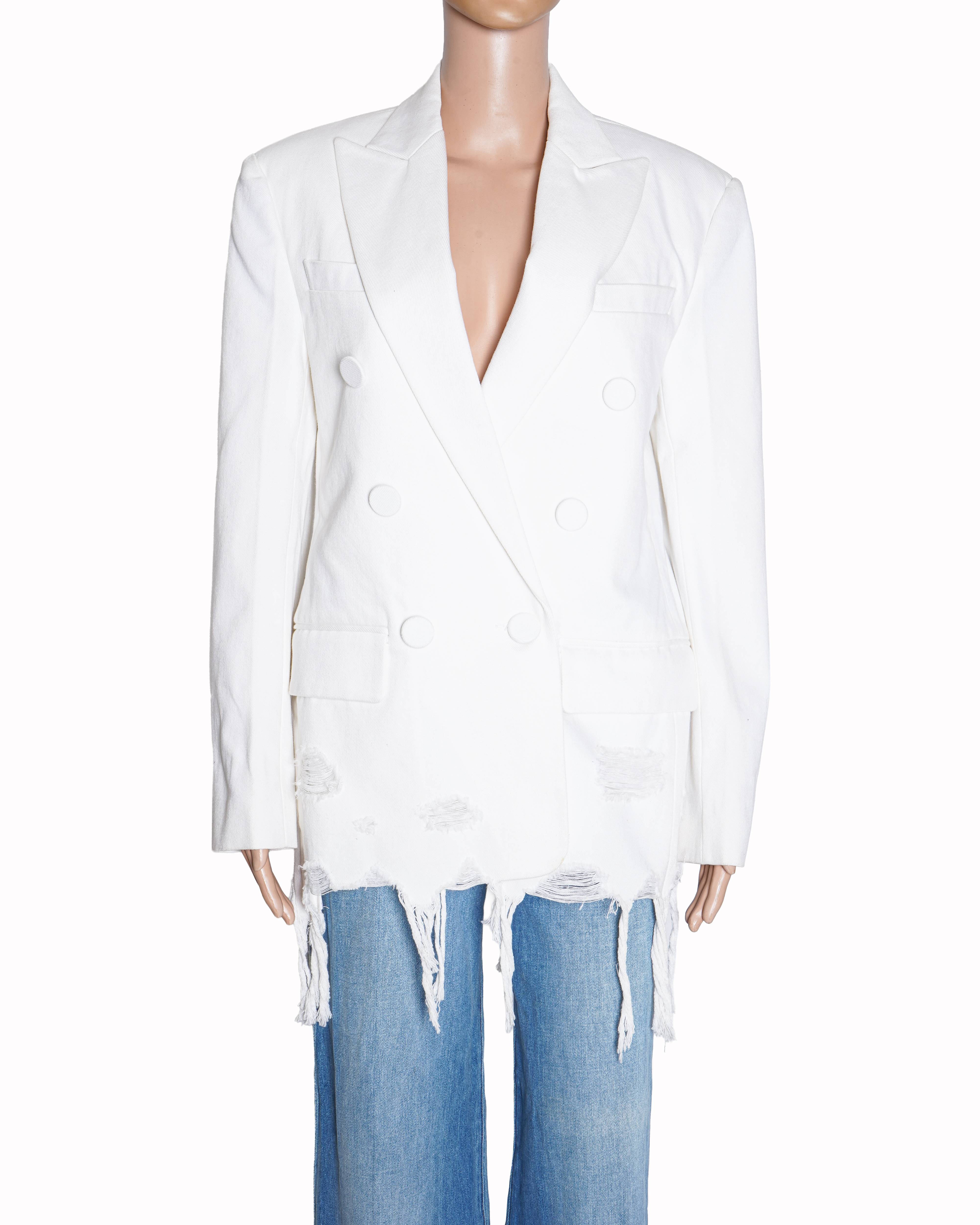 Alexander Wang Distressed Hem Double Breasted Blazer