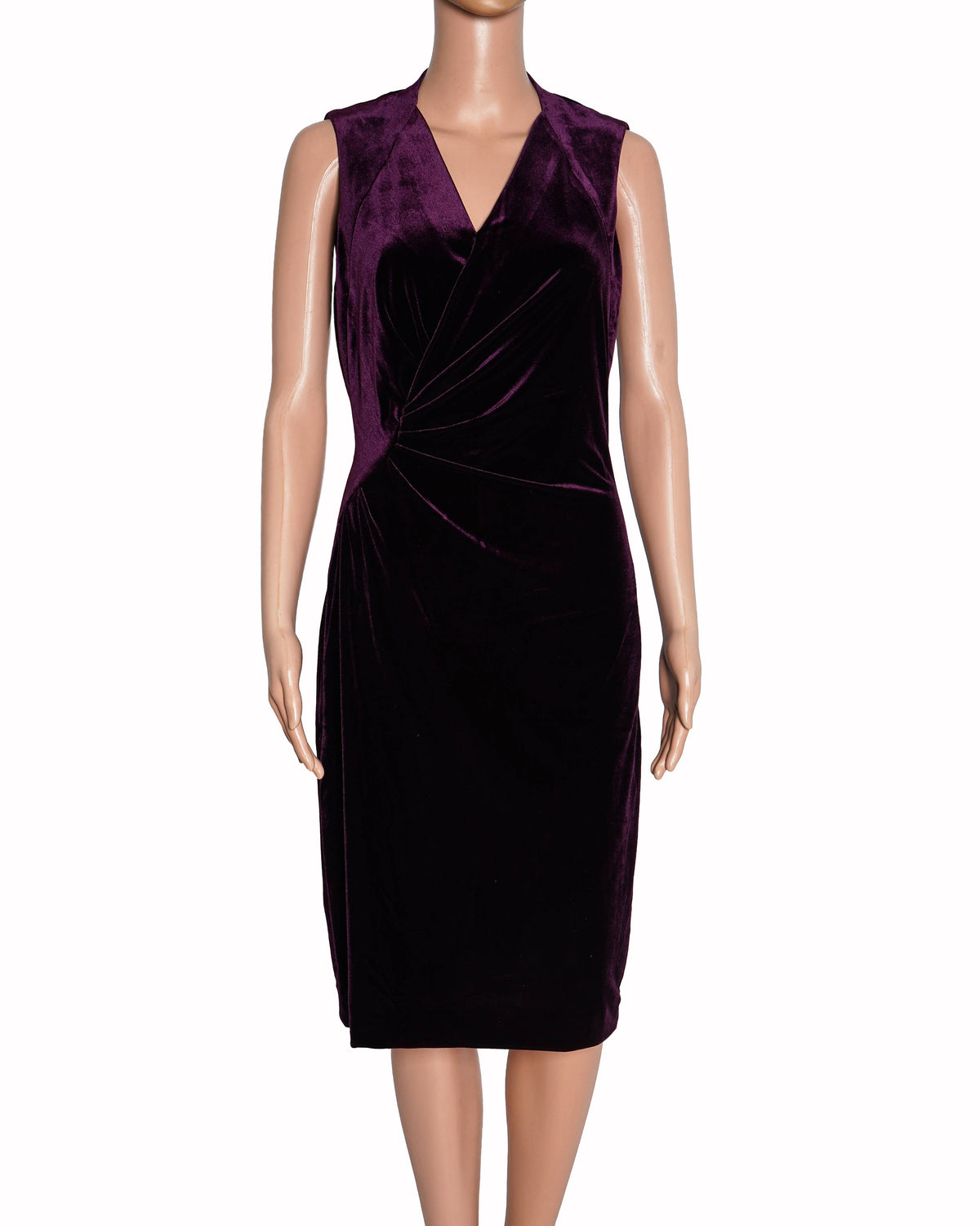Elie Tahari Purple Velvet Cinch-Front Cocktail Dress