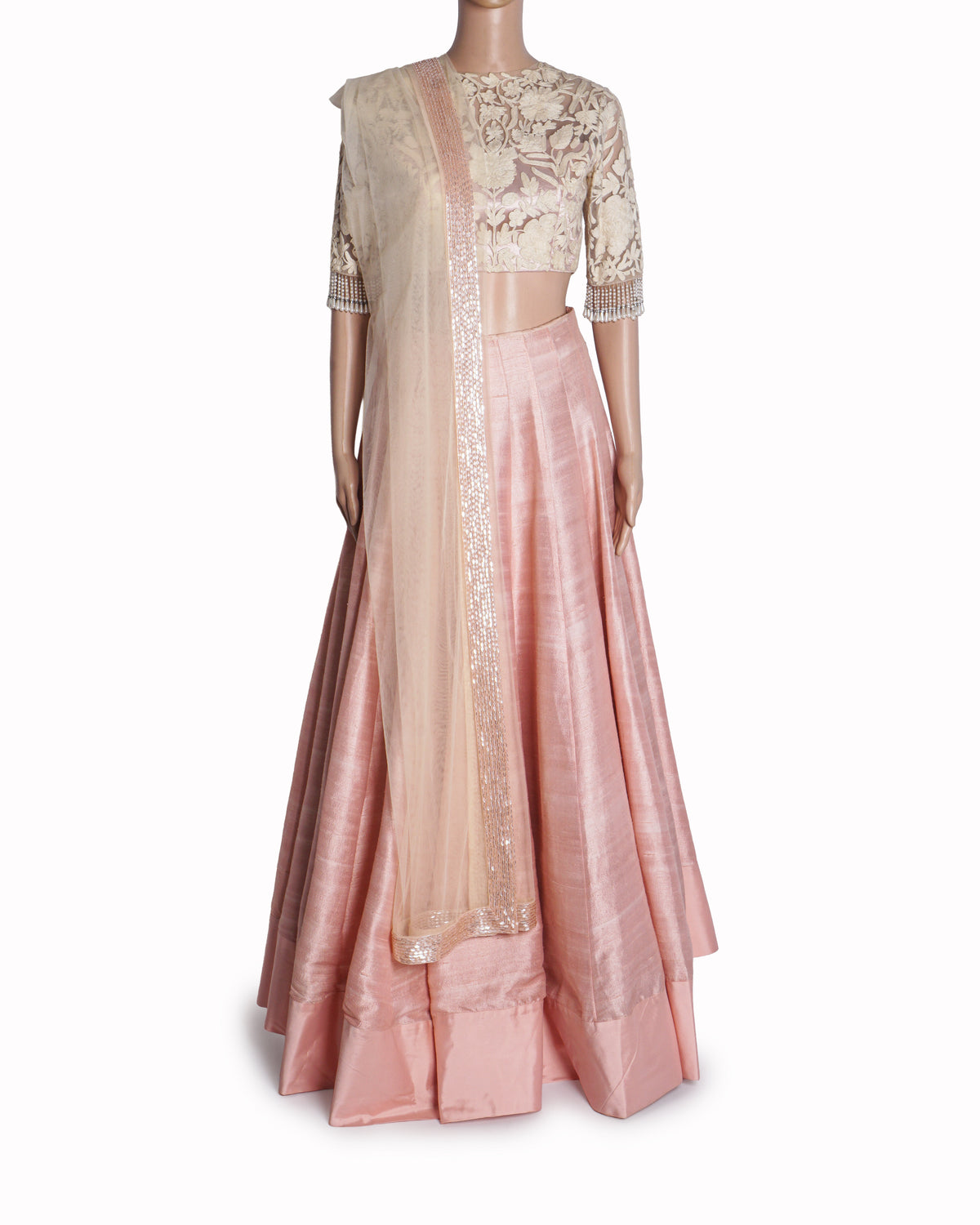 Manish Malhotra Baby Pink Embroidered Lehenga Set