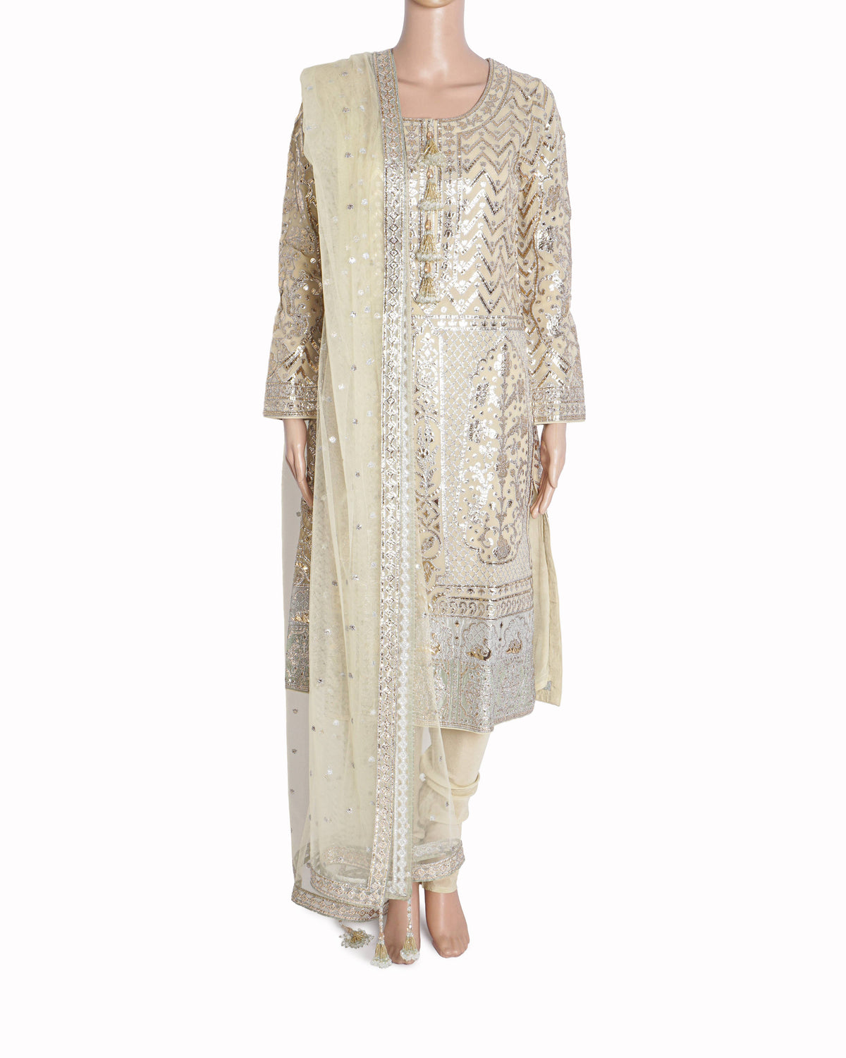 Falguni Shane Peacock Pale Yellow Heavily Embroidered Kurta Set
