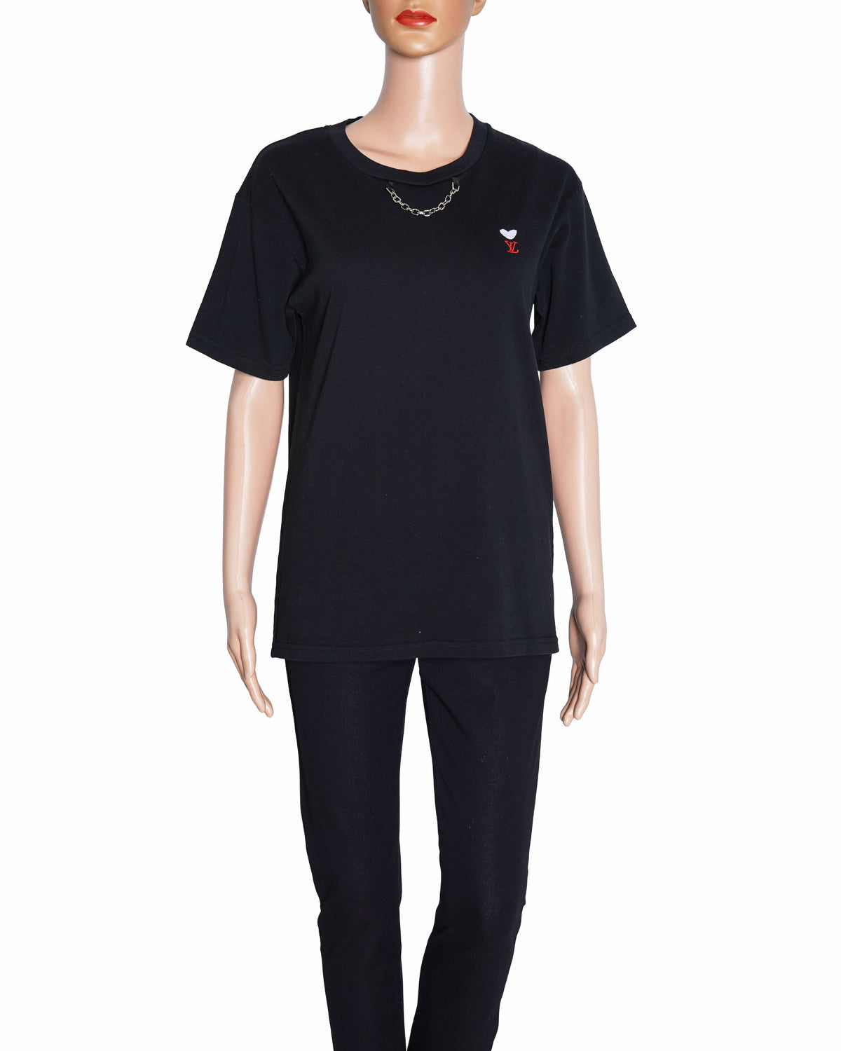 Louis Vuitton heart with metallic chain tsirt