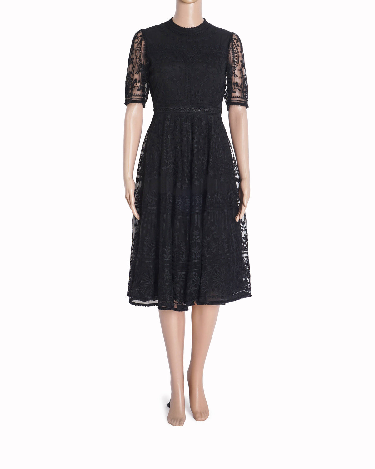 Falguni Shane Peacock Black Lace Dress