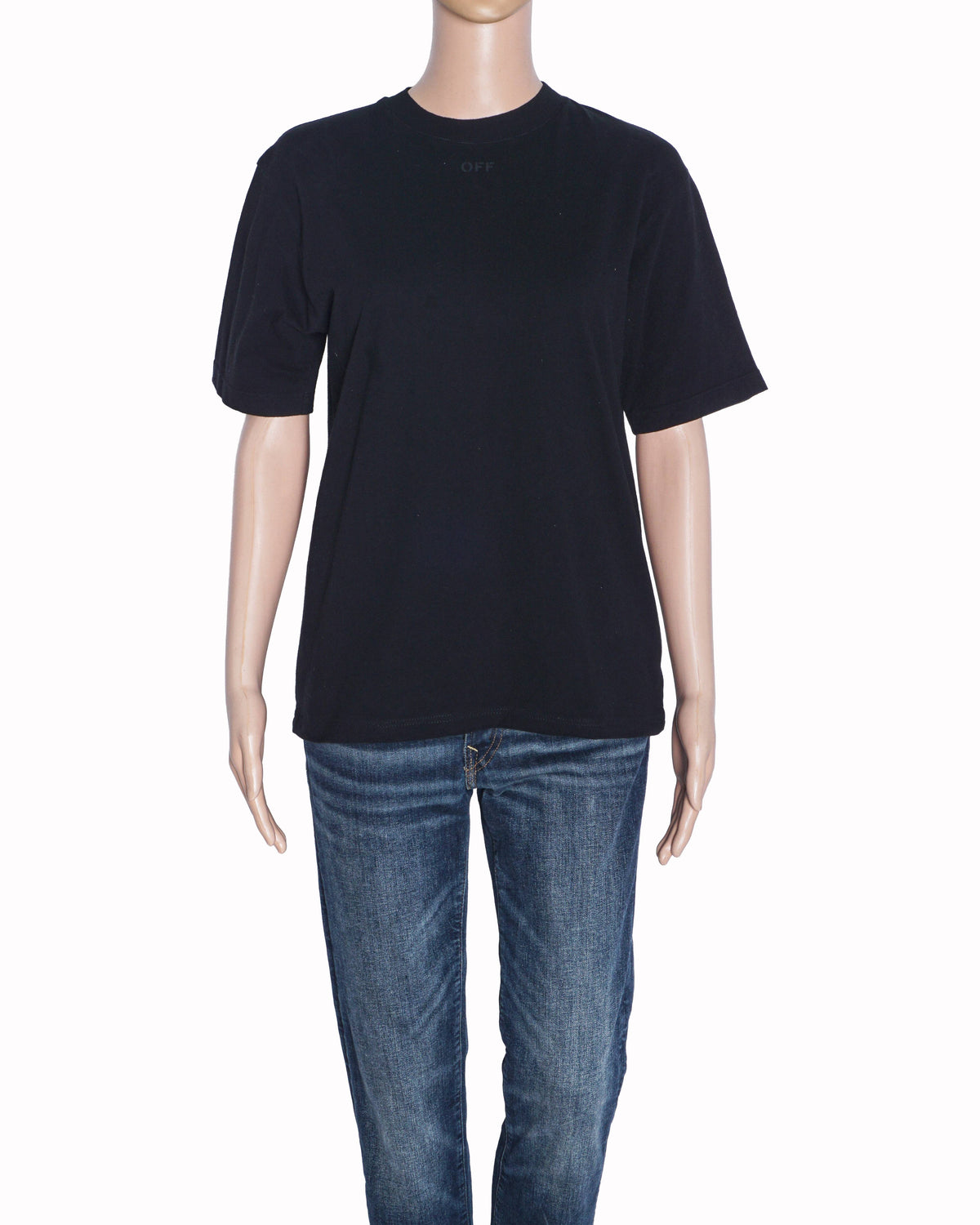 Off-White Black Cotton T-Shirt with Back Arrows Patch
