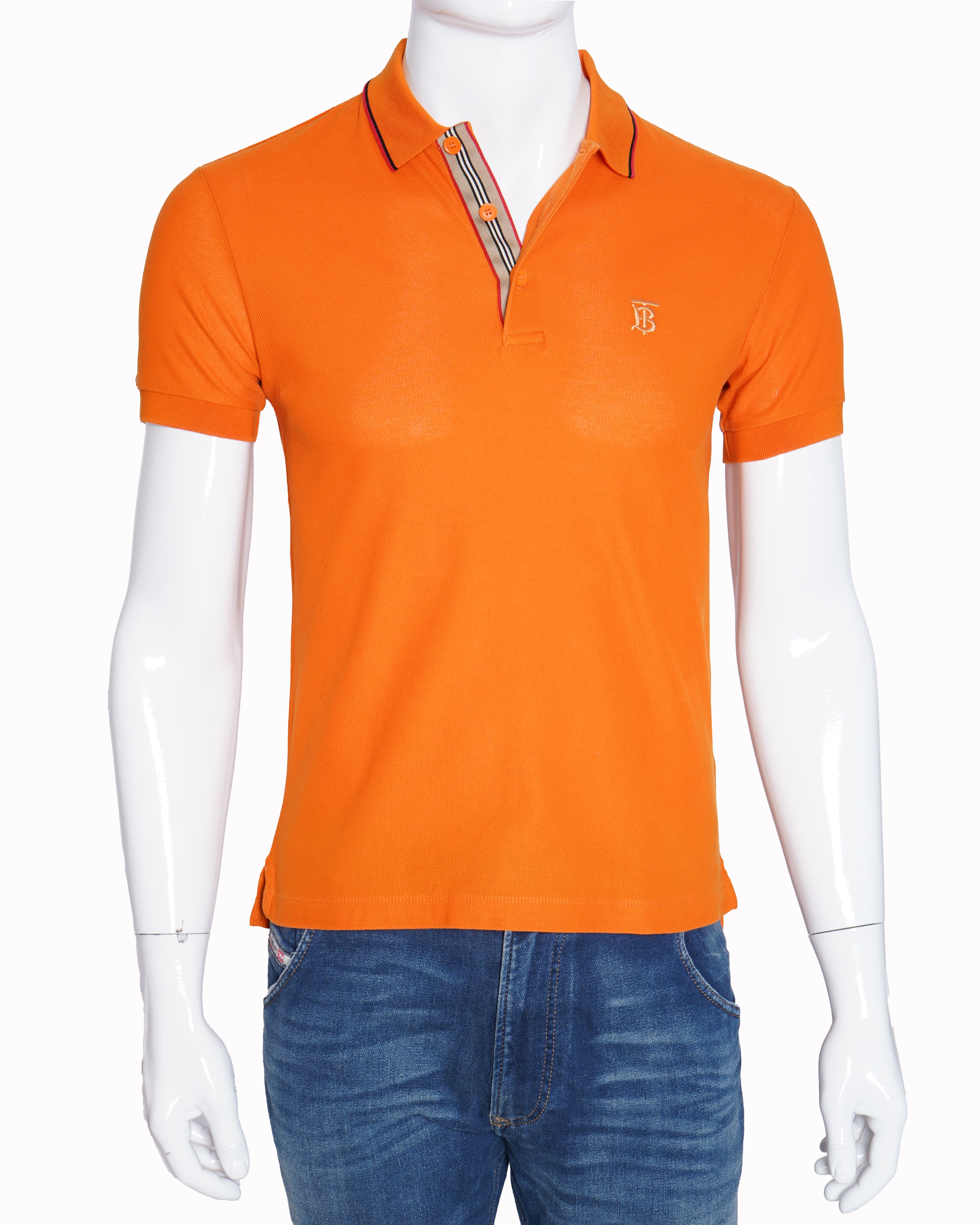 Burberry Men's orange tb logo polo tshirt