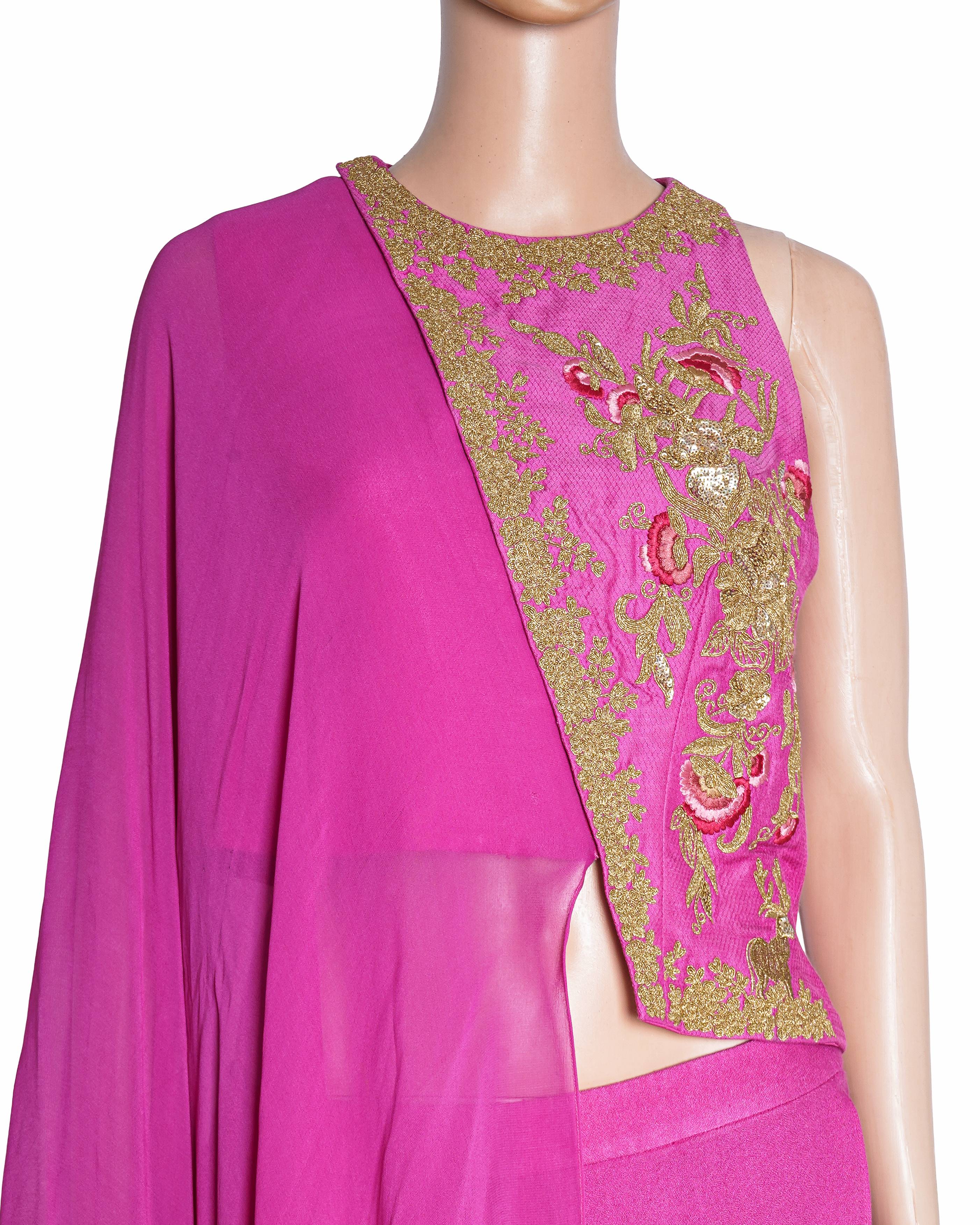 Adi by Aditya Khandelwal Embellished Vest, Drape, and Pant Set