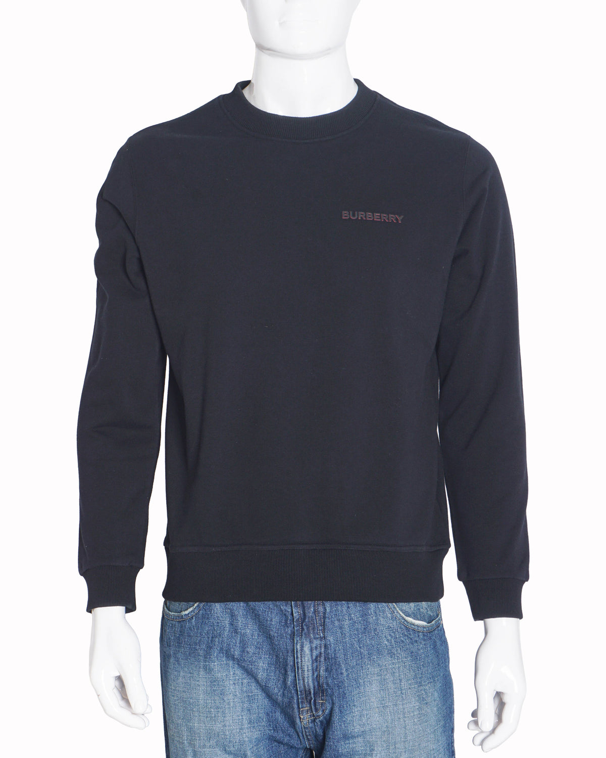Burberry Black Logo Embroidered Cotton Sweatshirt