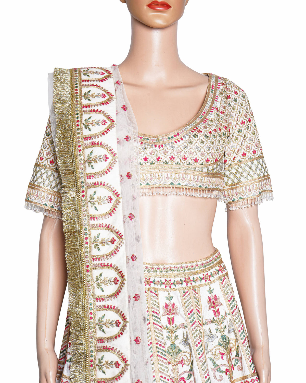 Falguni Shane Peacock Ivory Tulle Bridal Lehenga Set