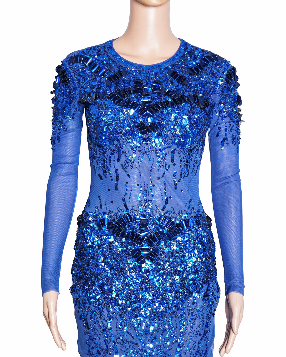Elisabetta Franchis Sequins Embellished Blue Dress