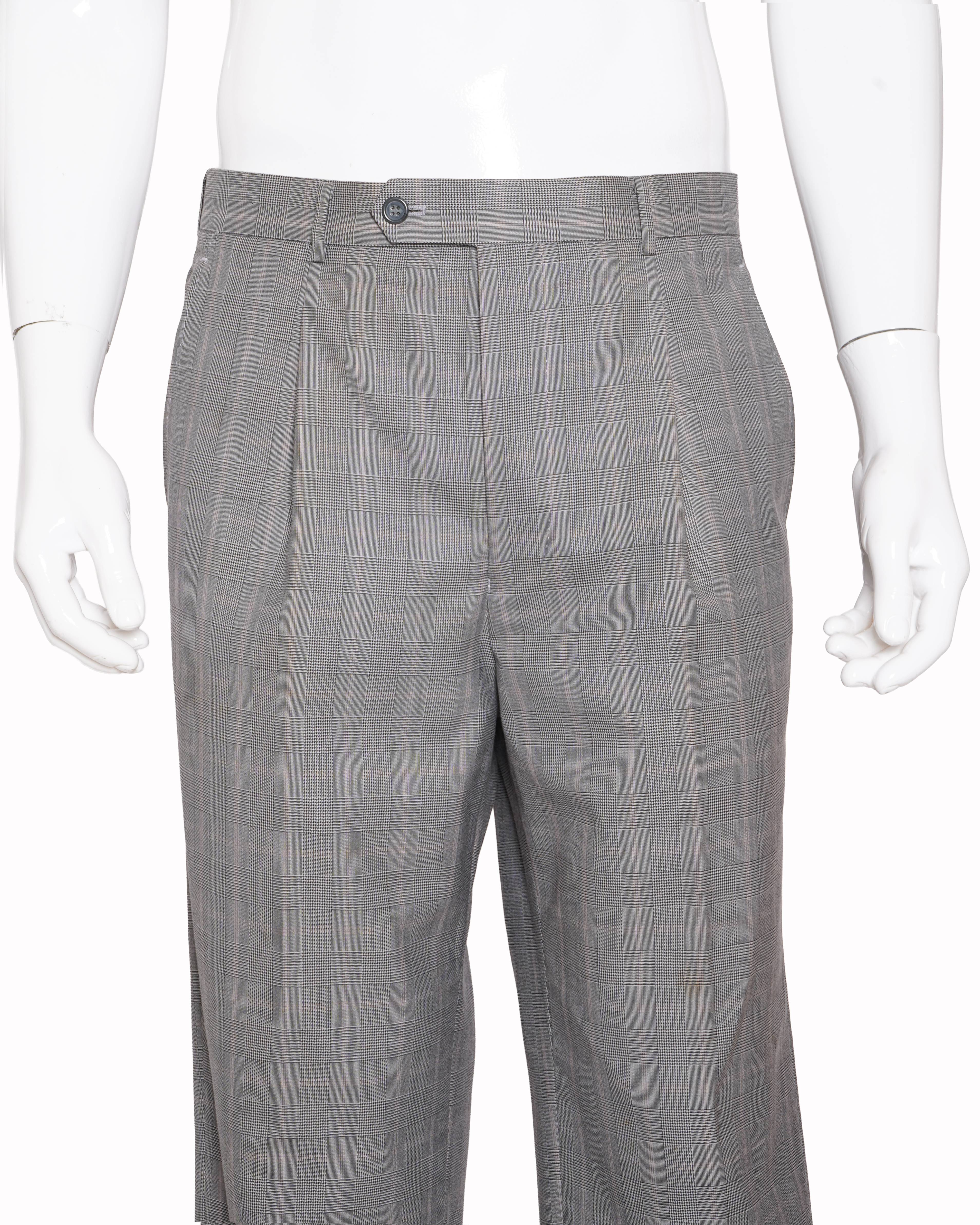 Canali grey checkered trousers for men
