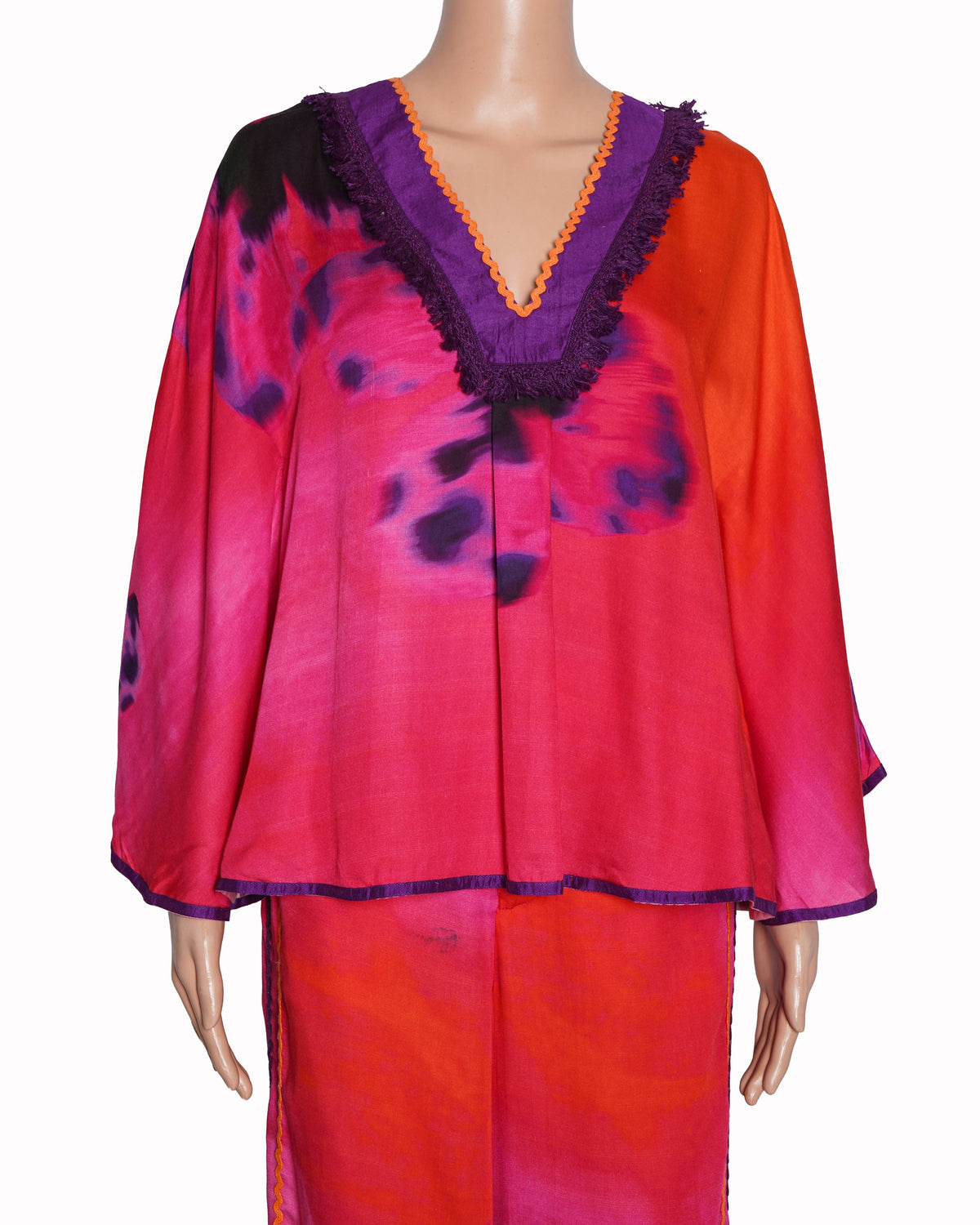 New Sureena Chowdhari Multi Colour Satin Printed Abstract V Neck Top & Pant Set